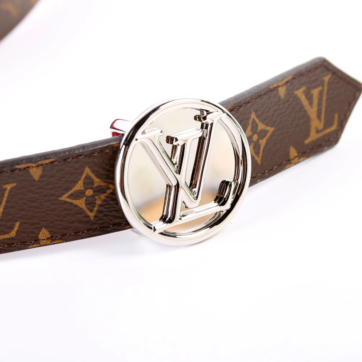 LV Circle 25MM Reversible Leather/Monogram Belt Size 80/32 - Image 7