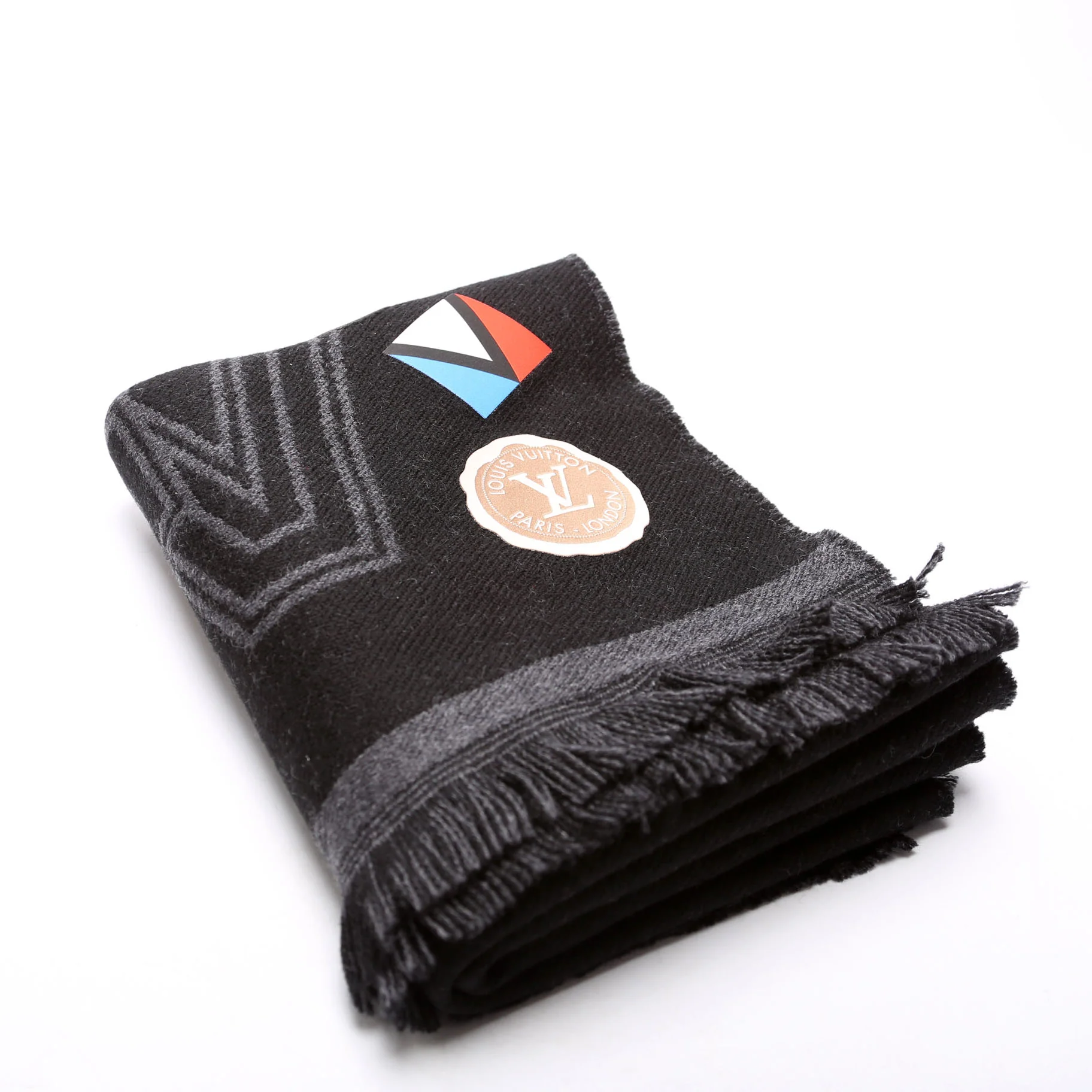 LV College League Fringe Wool Scarf Black - Image 2