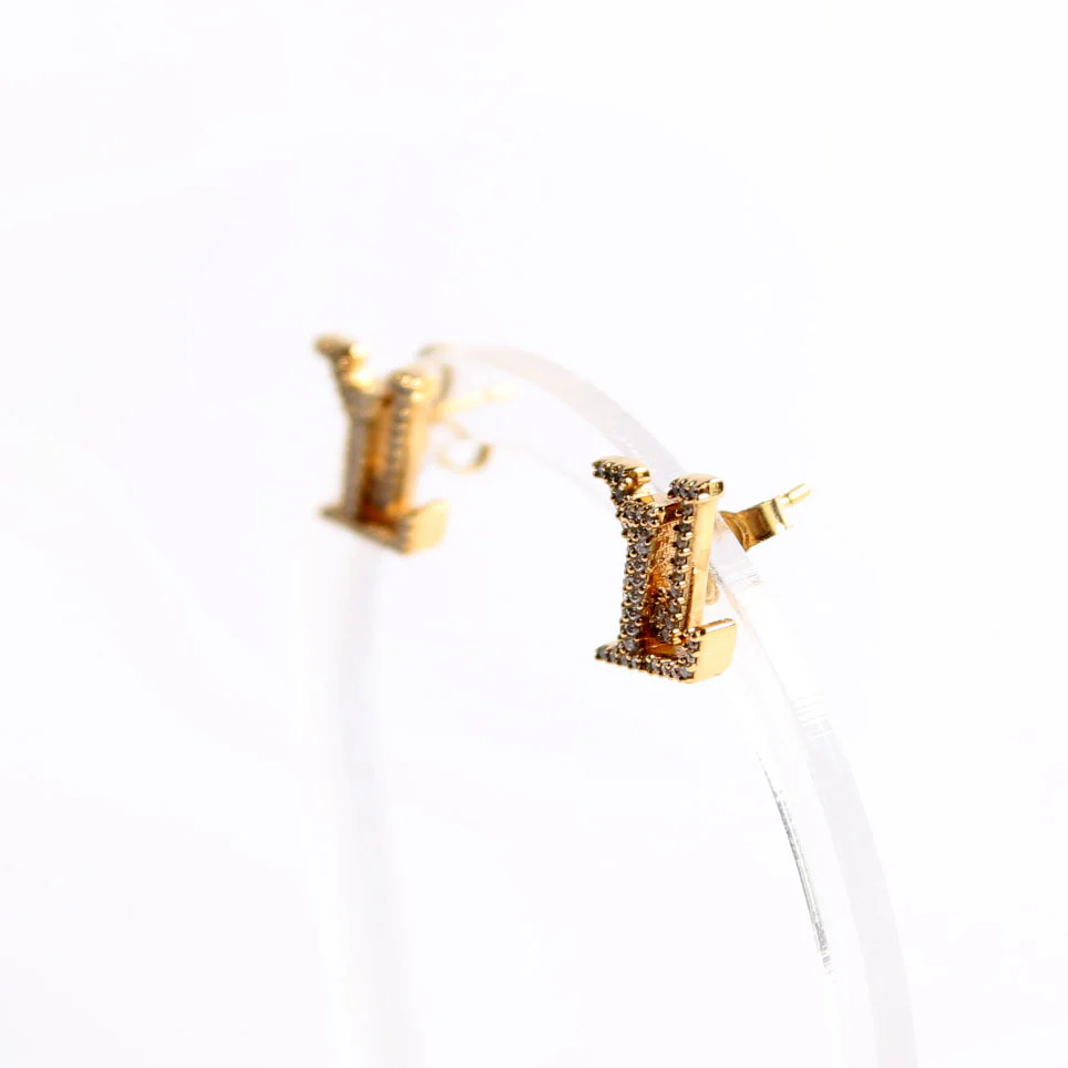 LV Iconic With Crystals Earrings Gold - Image 2