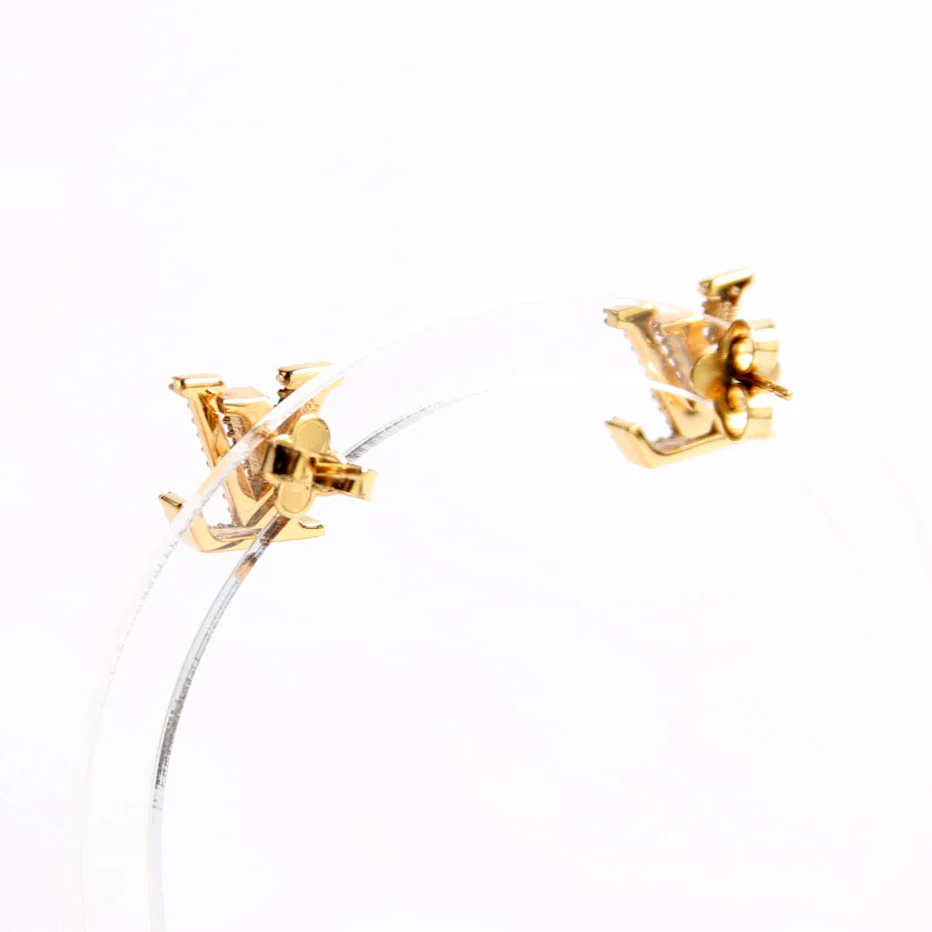 LV Iconic With Crystals Earrings Gold - Image 3