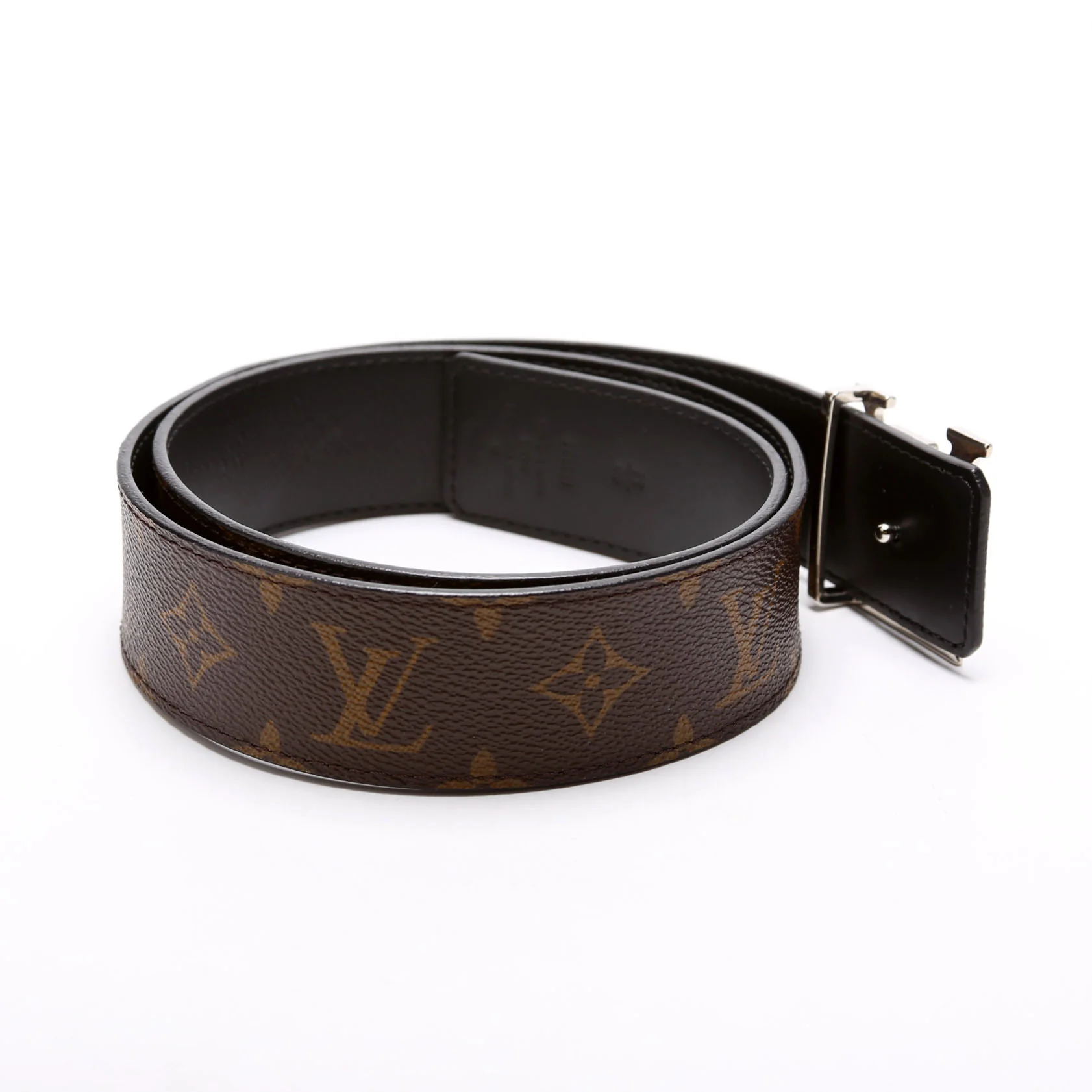 LV Initiales 30MM Reversible Leather/Monogram Belt Size 80/32 Brown/Black - Image 4