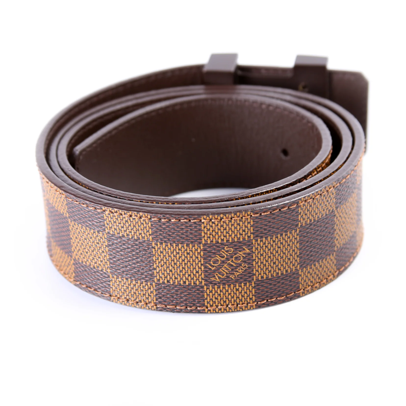 LV Initiales 40MM Reversible Belt Damier Ebene/Leather Size 90/36 - Image 2