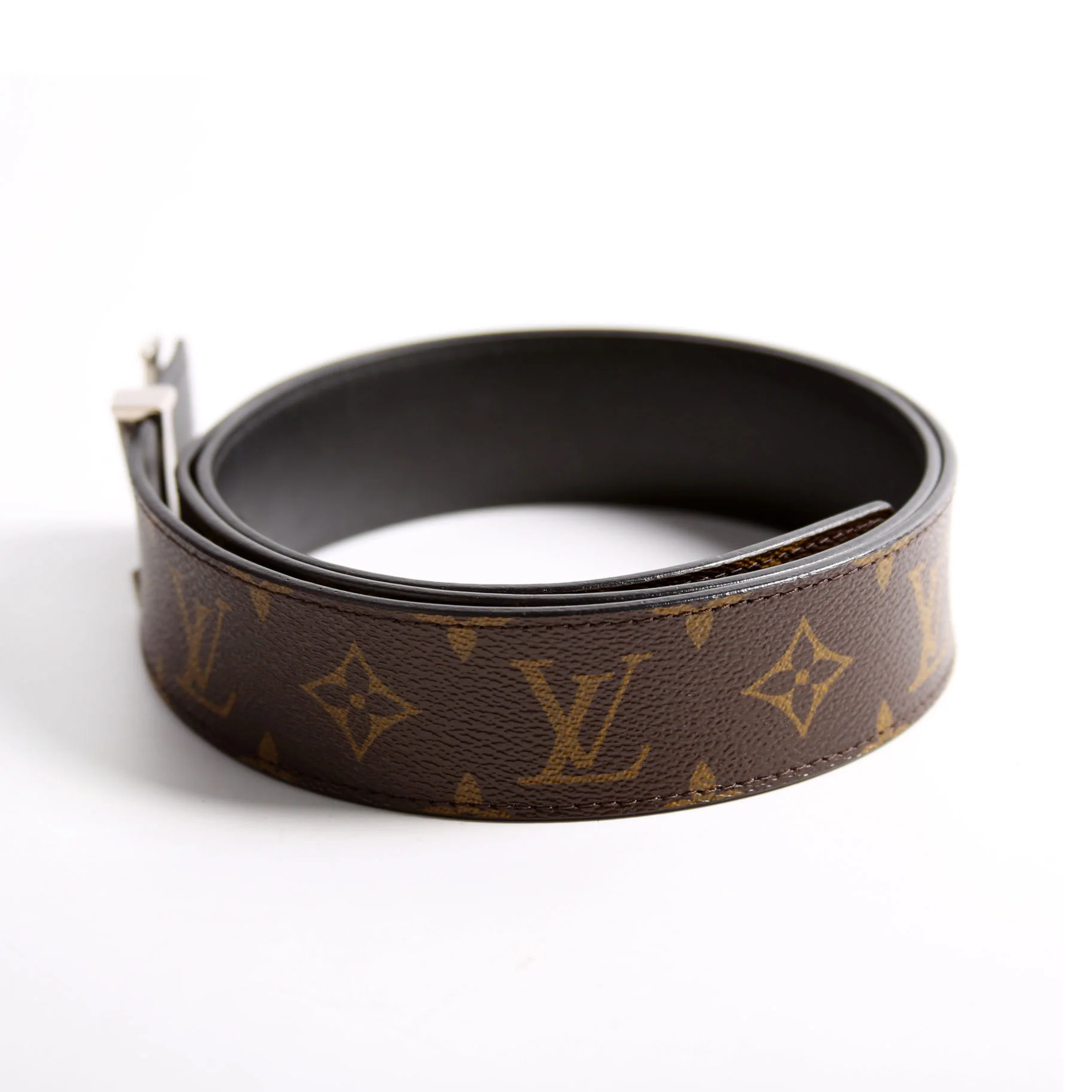 LV Initiales 40MM Reversible Leather/Monogram Size 100/40 Brown/Black/Silver - Image 2