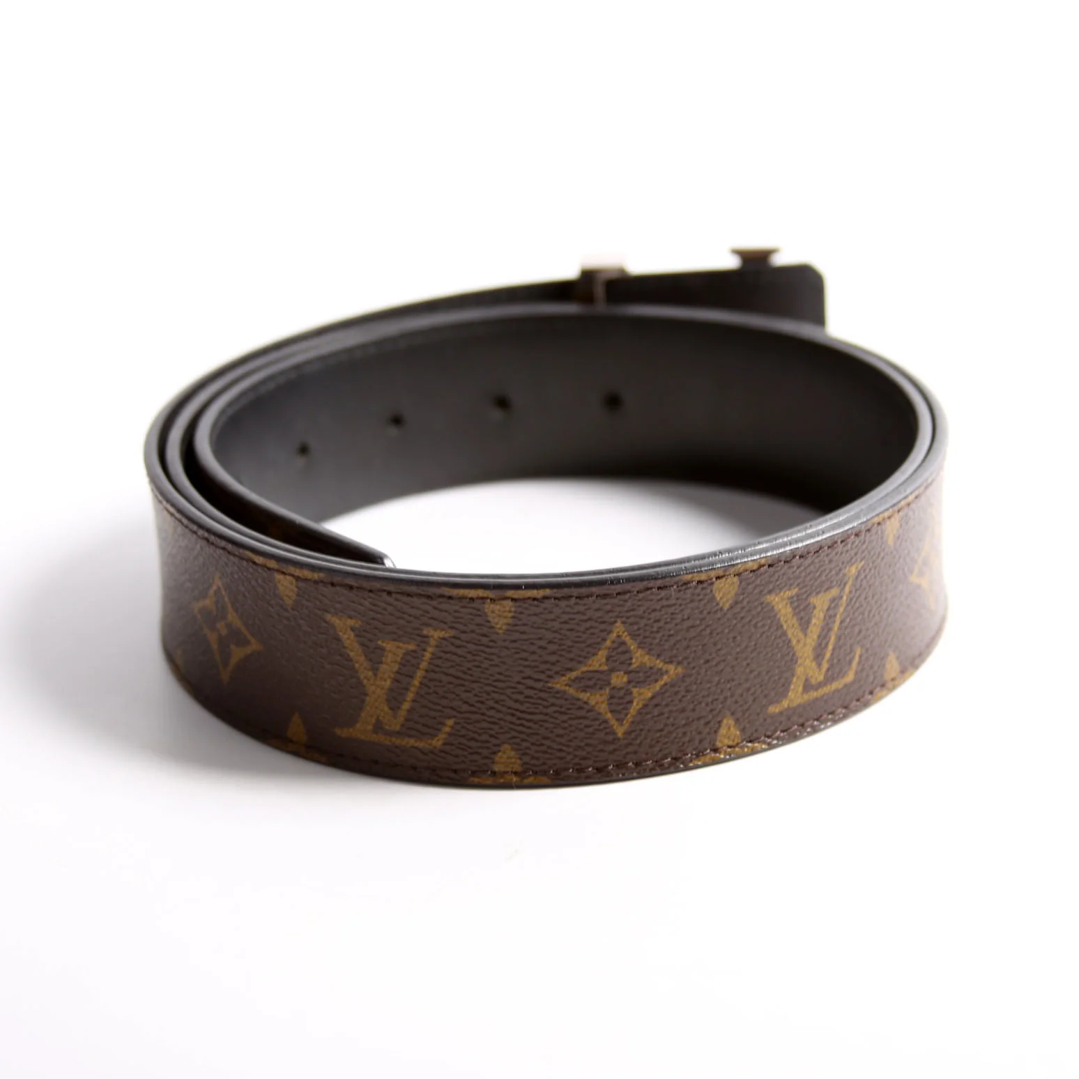 LV Initiales 40MM Reversible Leather/Monogram Size 100/40 Brown/Black/Silver - Image 3