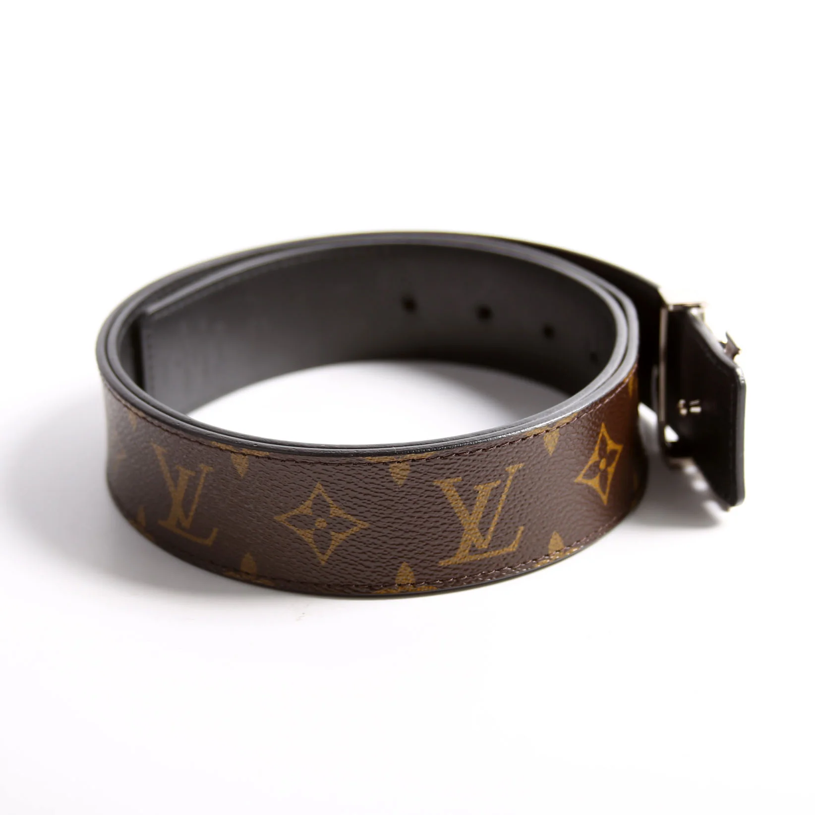 LV Initiales 40MM Reversible Leather/Monogram Size 100/40 Brown/Black/Silver - Image 4