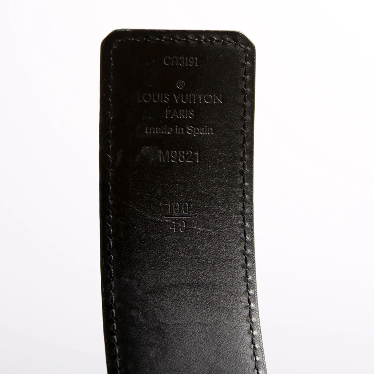 LV Initiales 40MM Reversible Leather/Monogram Size 100/40 Brown/Black/Silver - Image 6