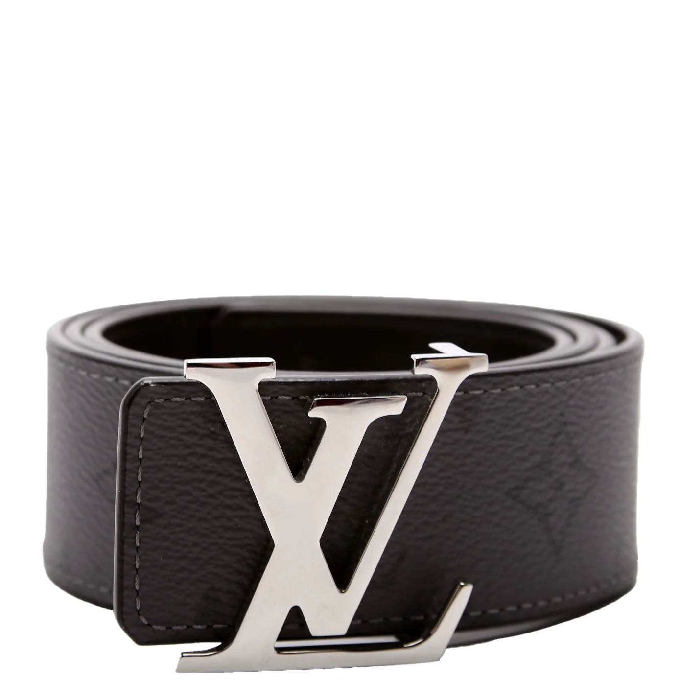 LV Initiales 40MM Reversible Leather/Reversed Eclipse Belt Size 85/34 Grey/Black