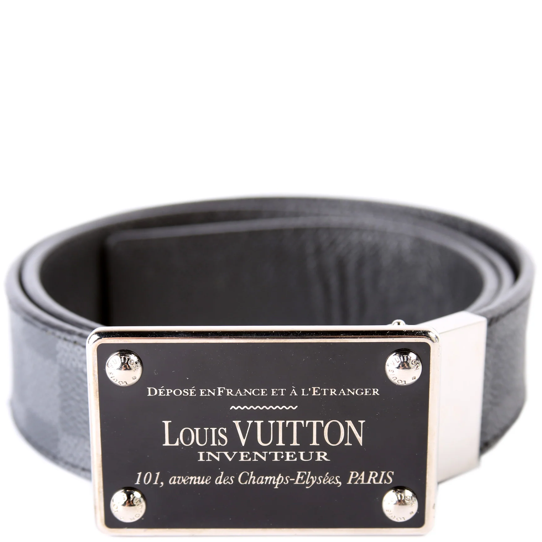 LV Inventeur 35MM Damier Graphite/Leather/ Reversible Belt Size 85/34