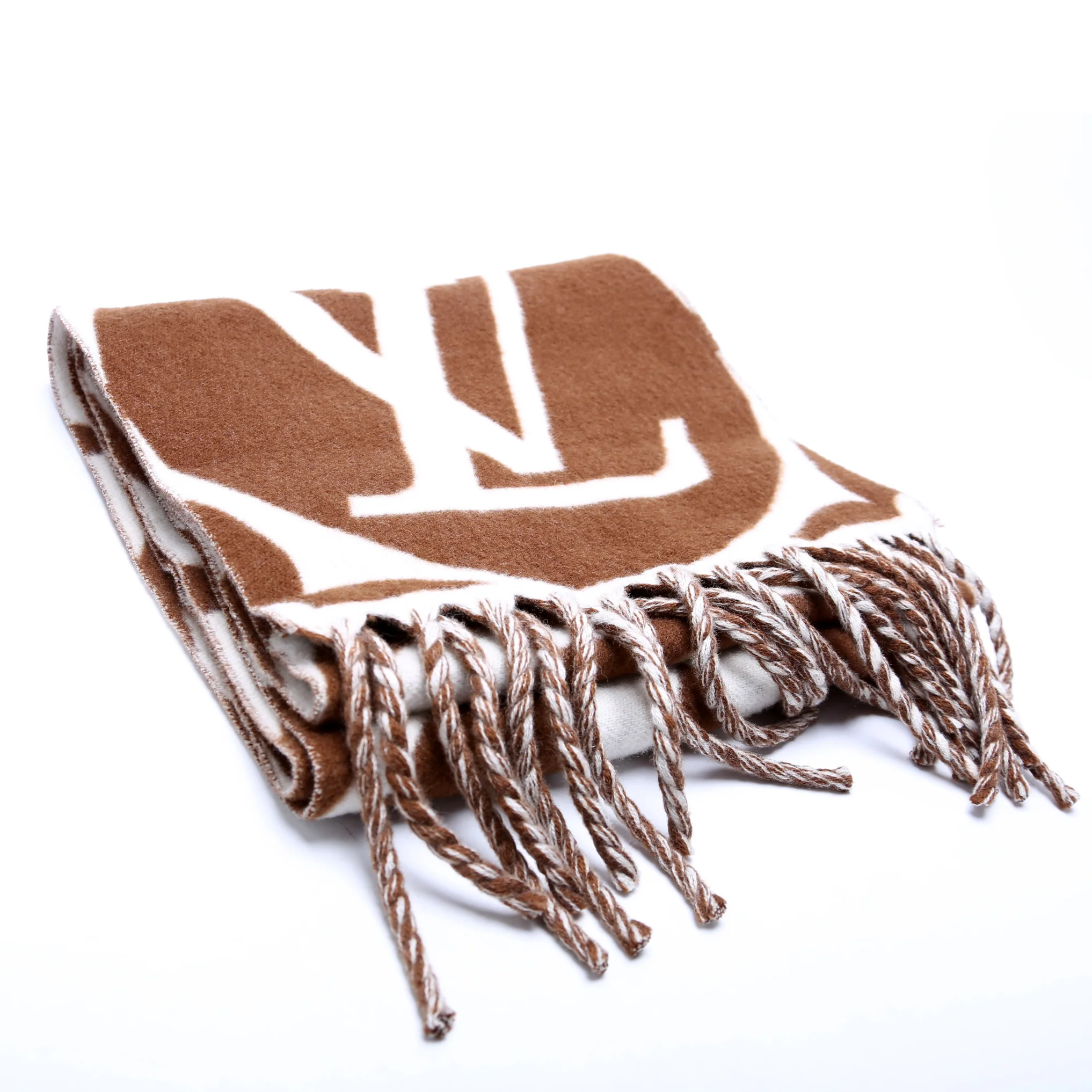 LV Medallion Wool Scarf Brown - Image 2