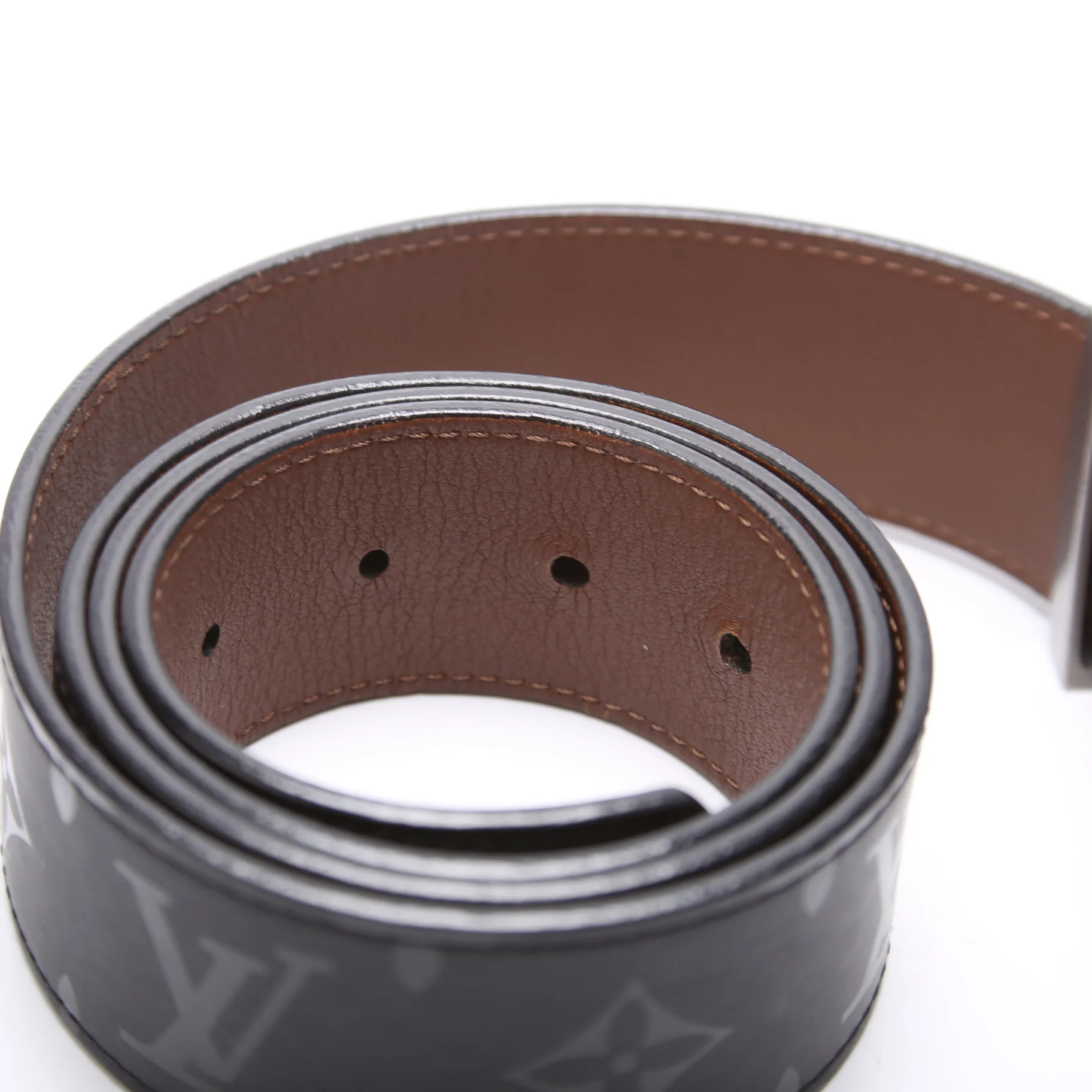 LV Pyramide 40MM Reversible Shadow Belt Monogram/Calskin Size 90/36 Black - Image 3
