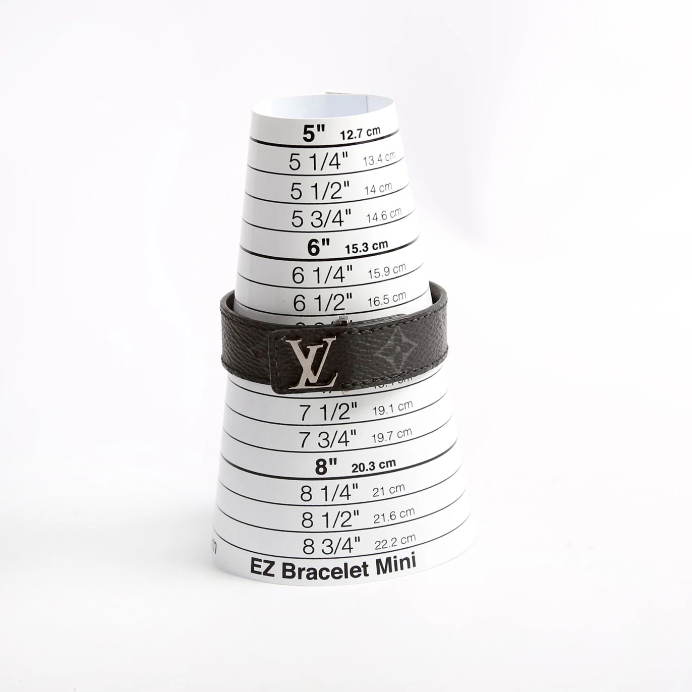 LV Slim Monogram Eclipse Monogram Leather Bracelet Size 19 - Image 7