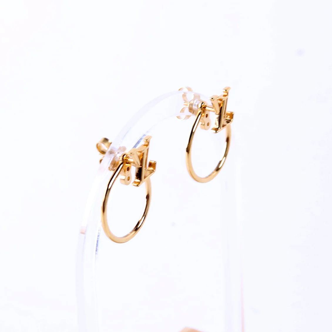 LV Stud Eclipse Hoop Earrings - Image 5