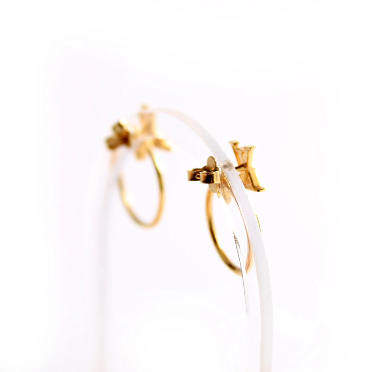 LV Stud Eclipse Hoop Earrings Gold - Image 4