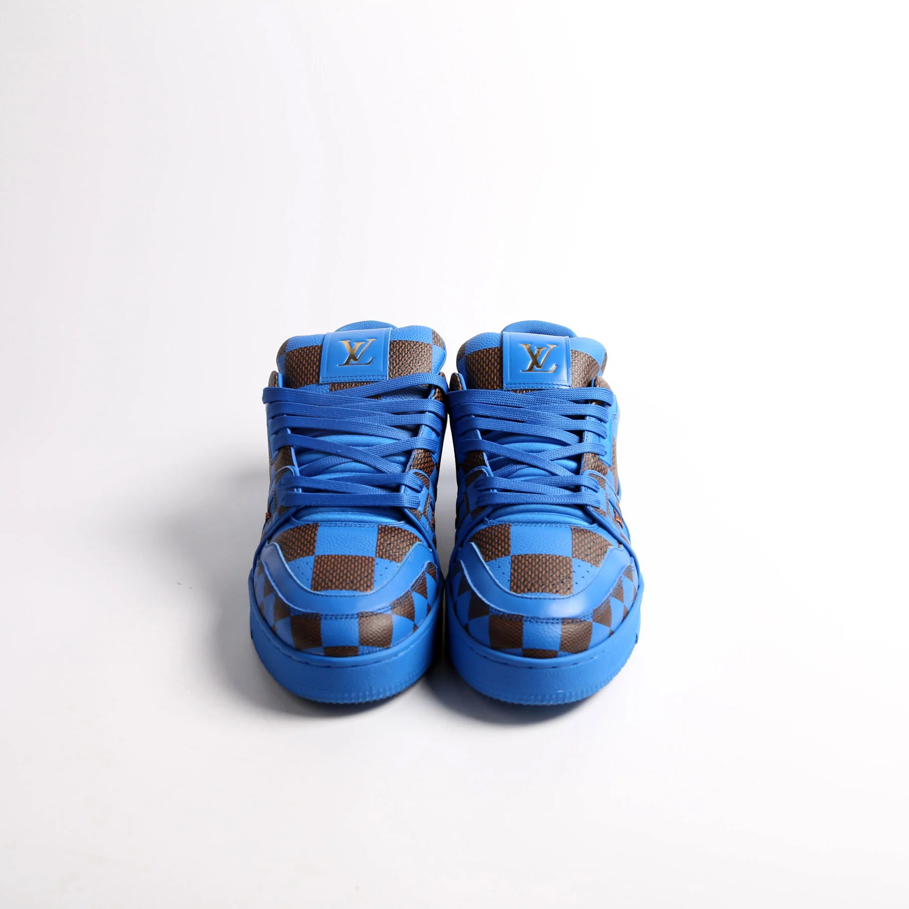 LV Trainer Damier Pop Sneakers Size 8 (US41) Blue/Brown - Image 2