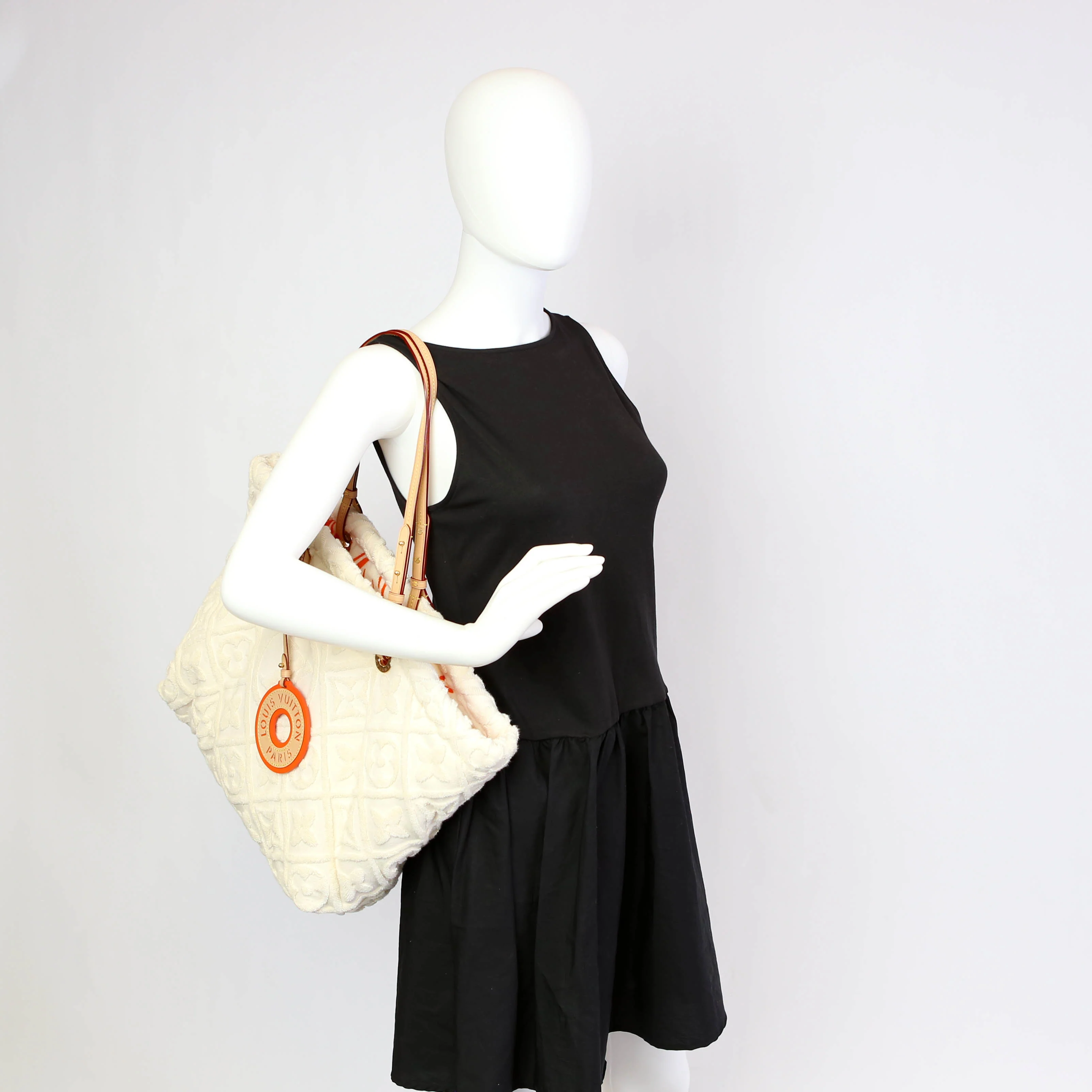 Lvacation Tote Terry Cloth Monogram Cream - Image 11