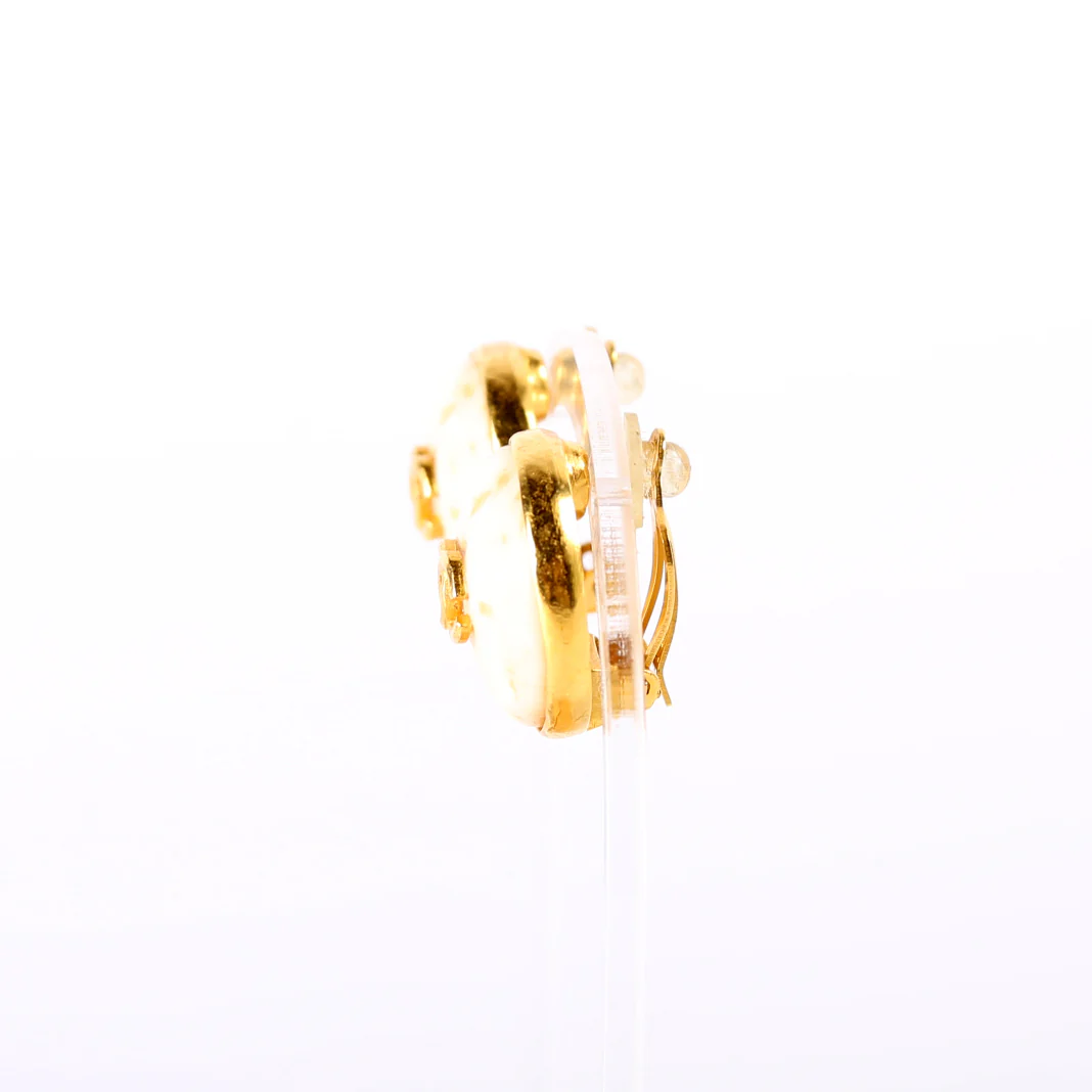 Marble CC Logo Clip On Earrings - Image 2