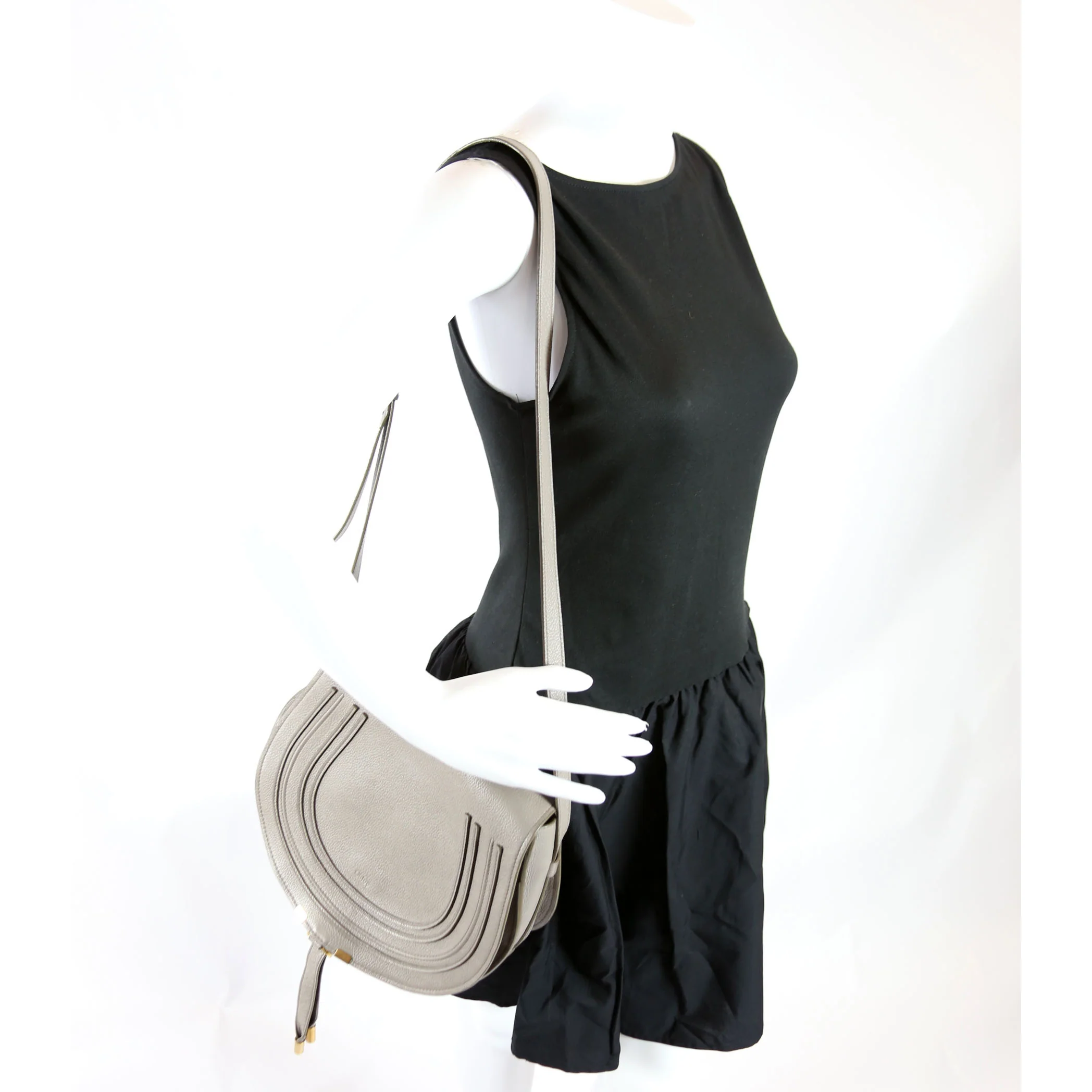 Marcie Saddle Bag Crossbody Medium Grey - Image 12