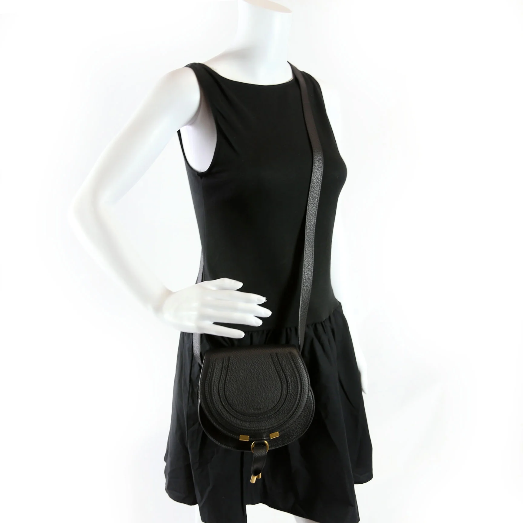 Marcie Saddle Bag Crossbody Small Black - Image 15