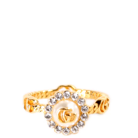 Marmont Double G Flower Ring Gold Size 6