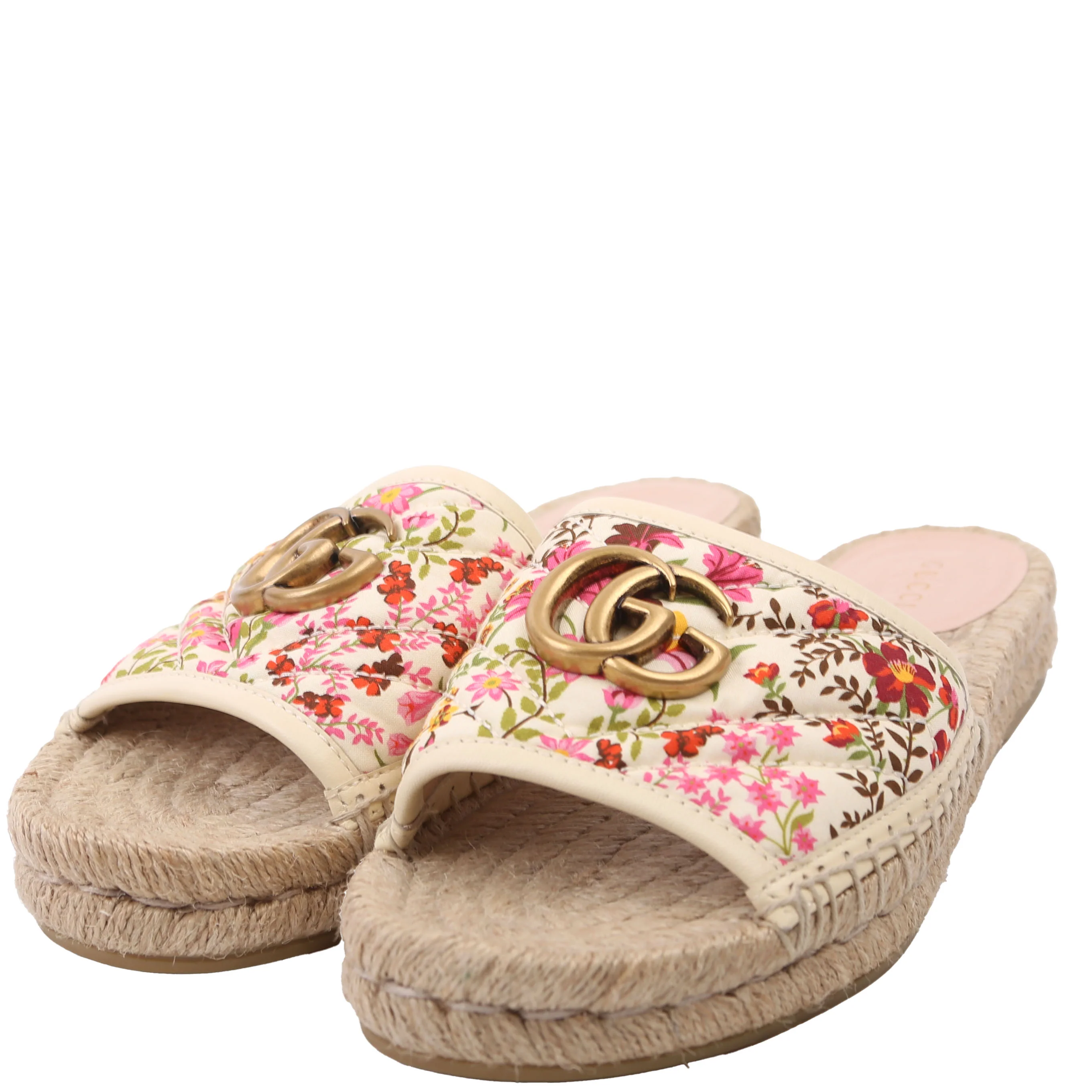 Marmont Floral Espadrille Slides Size 36 Beige