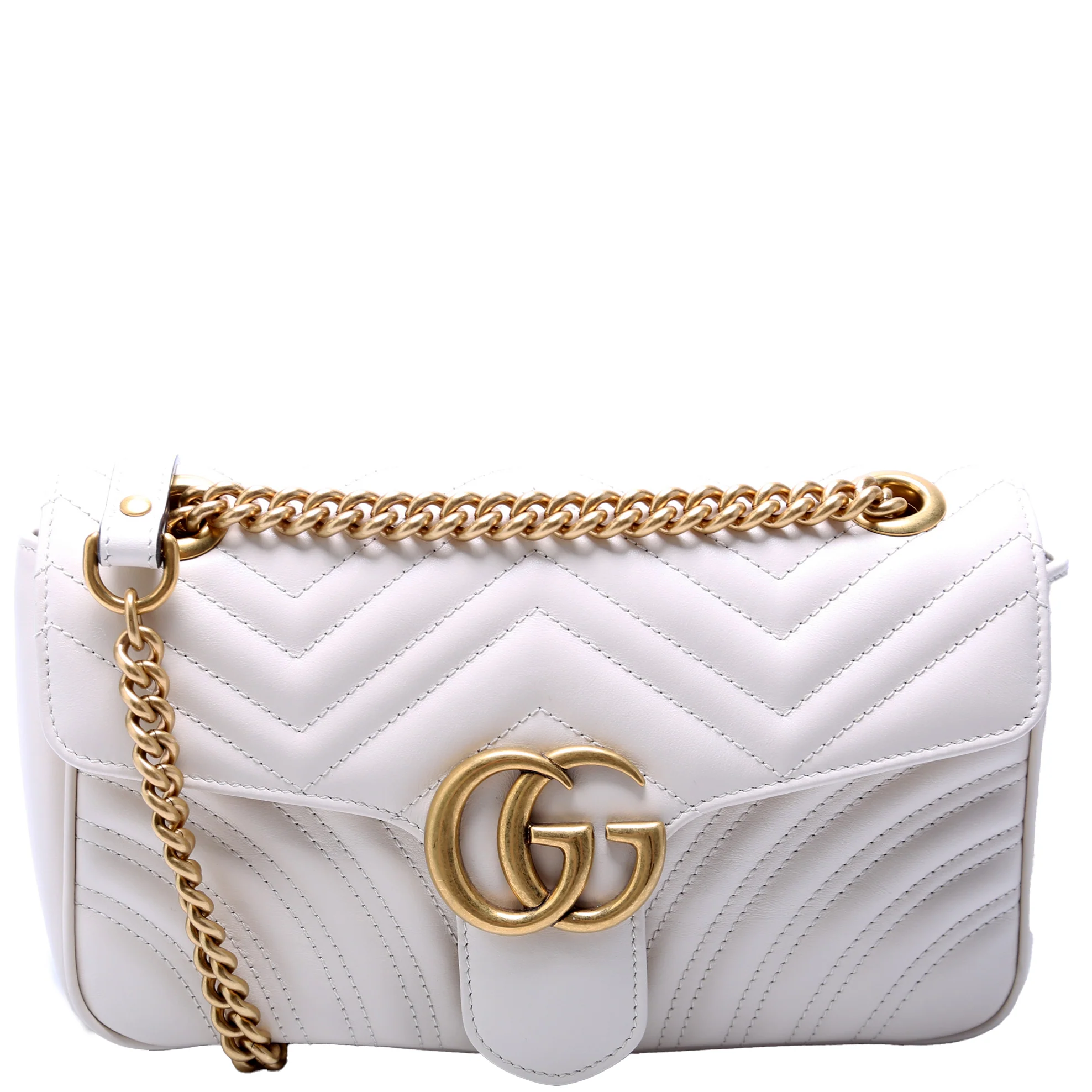 Marmont Leather Shoulder Small Flap 443497 White
