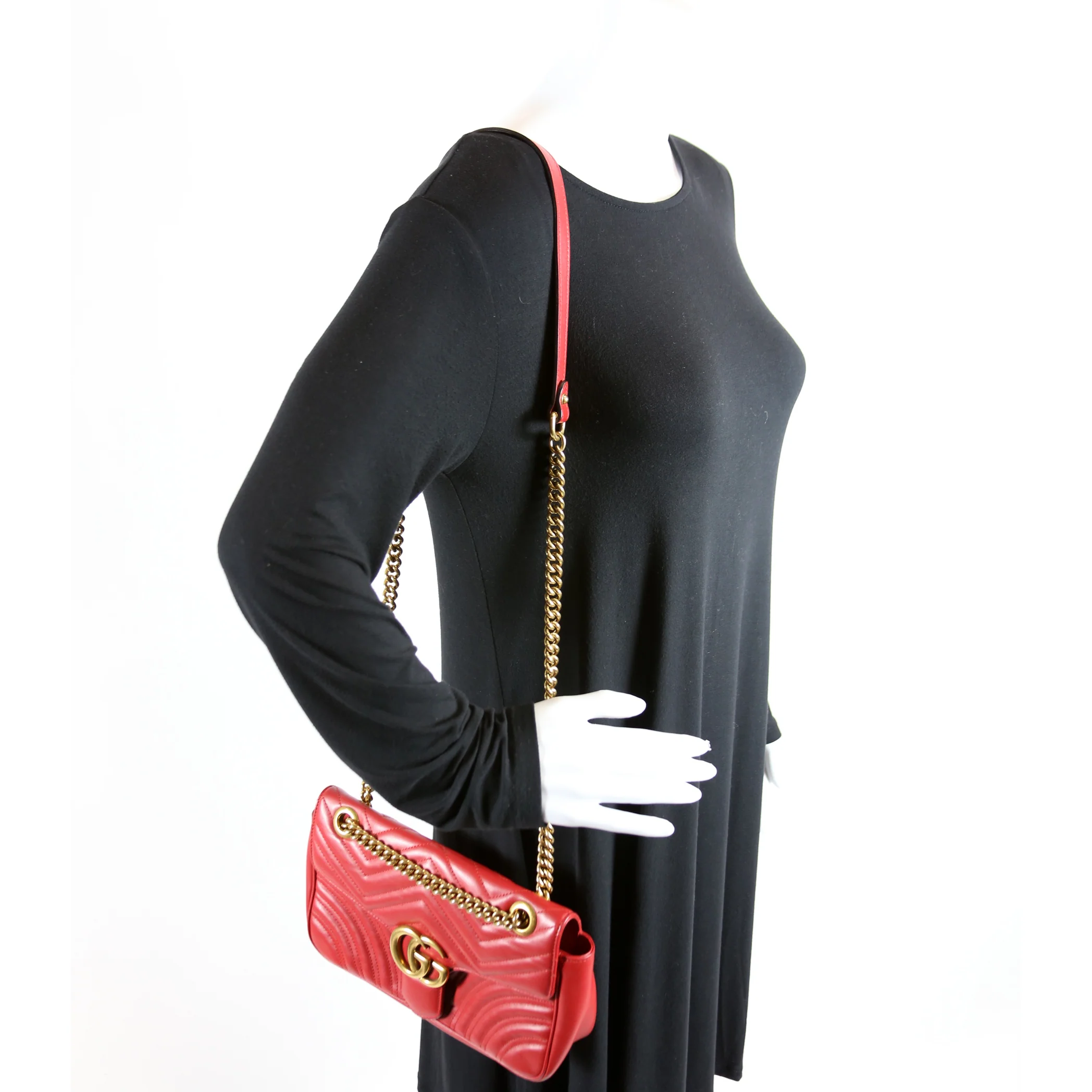 Marmont Leather Shoulder Small Flap Red - Image 10