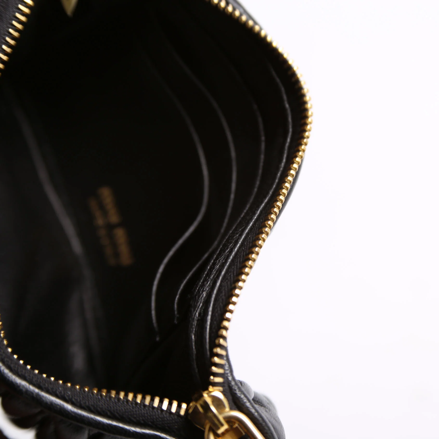 Matelasse Leather Zip Pouch Black - Image 7