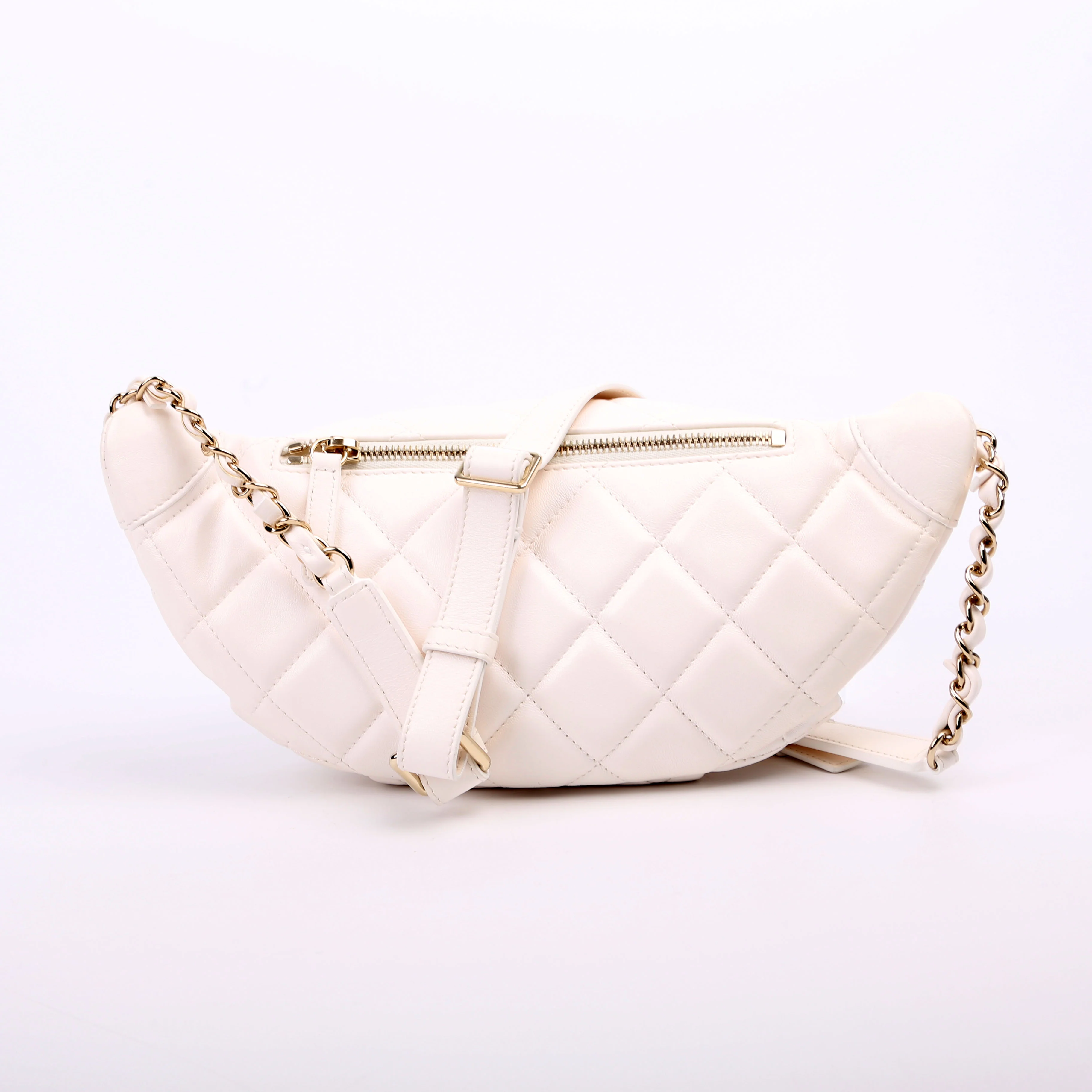Matelasse Waist Chain Lambskin RFID White - Image 2