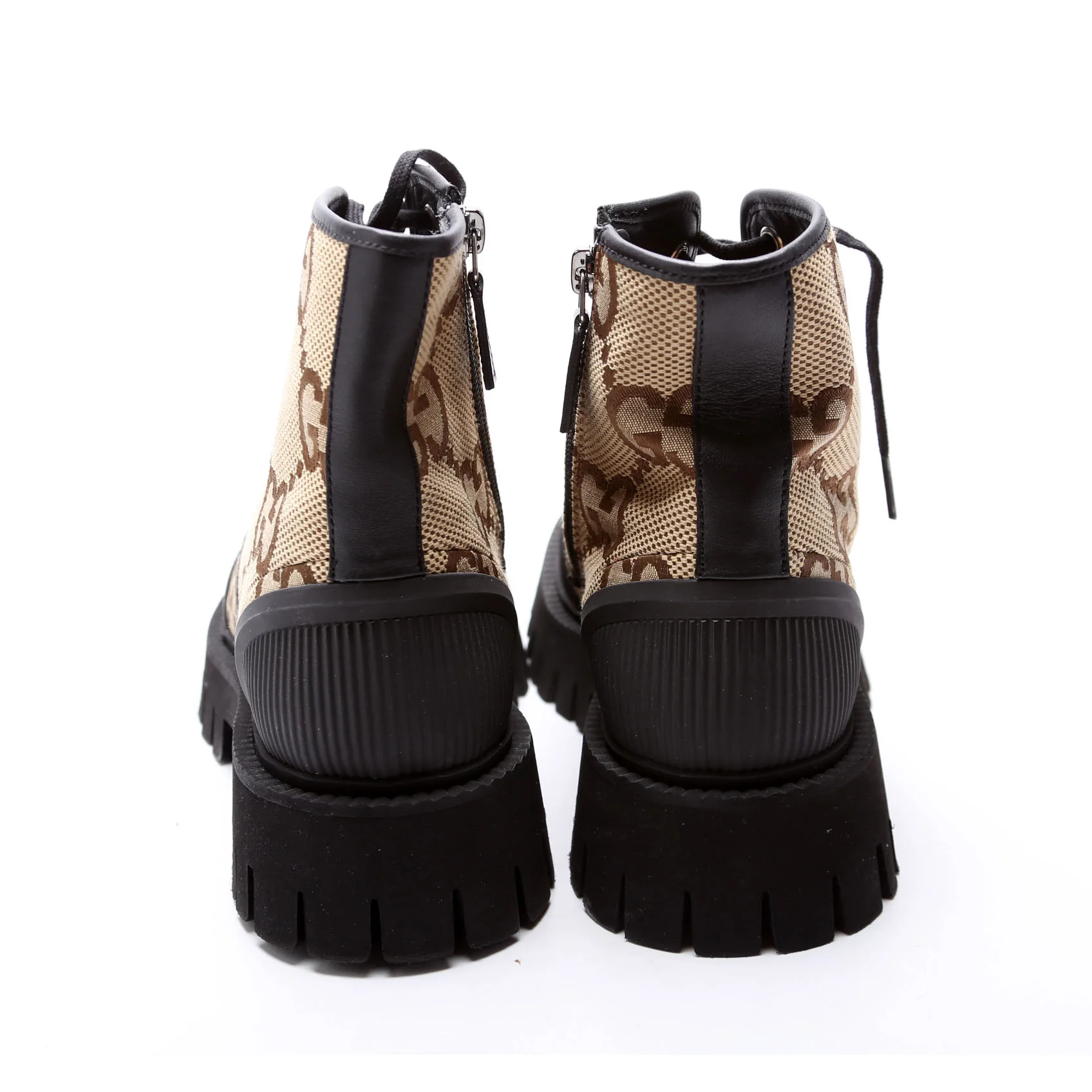 Maxi GG Canvas Lace Up Combat Boots Size 5 (37) Brown - Image 4