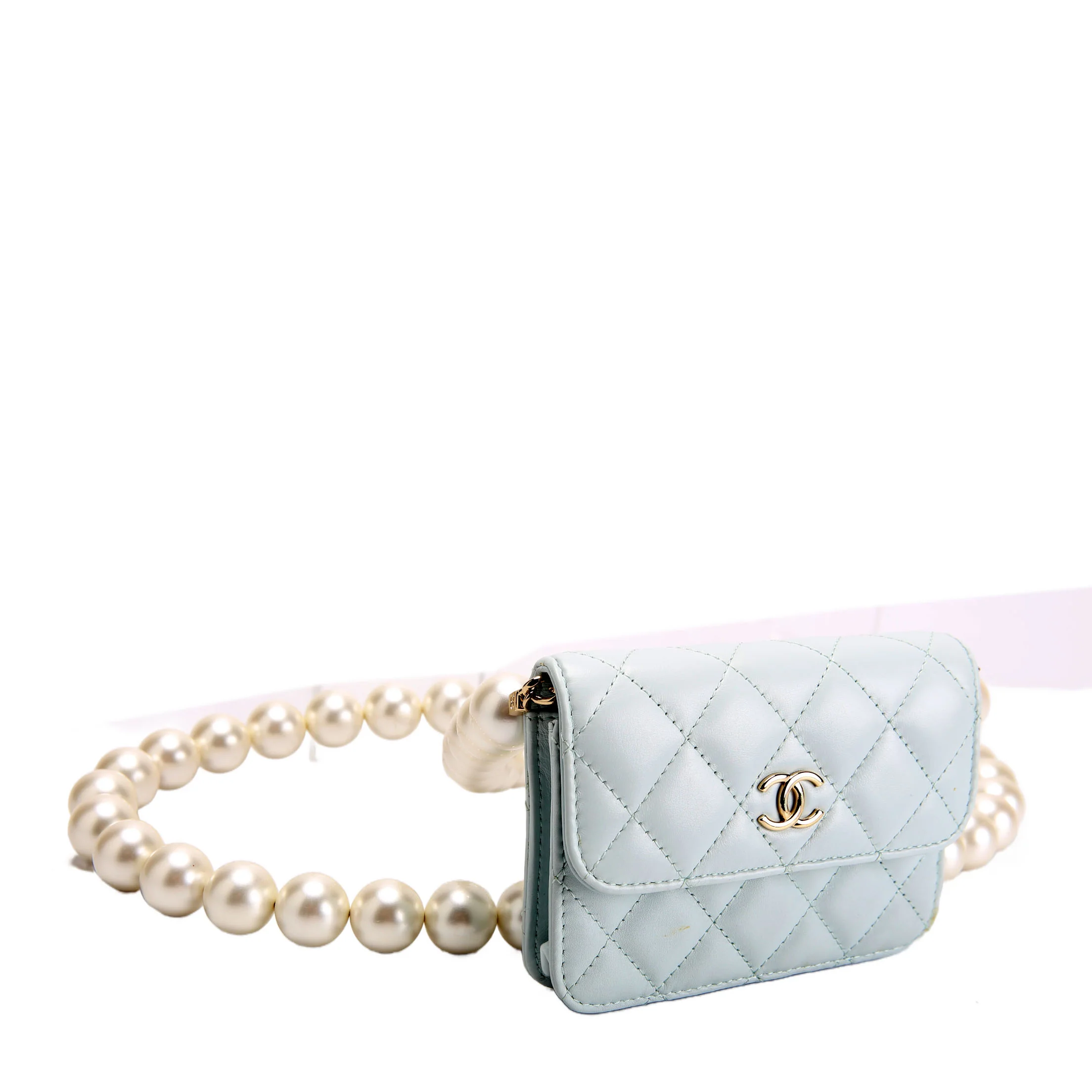 Maxi Pearls Compact Wallet Lambskin 31M Baby Blue - Image 2