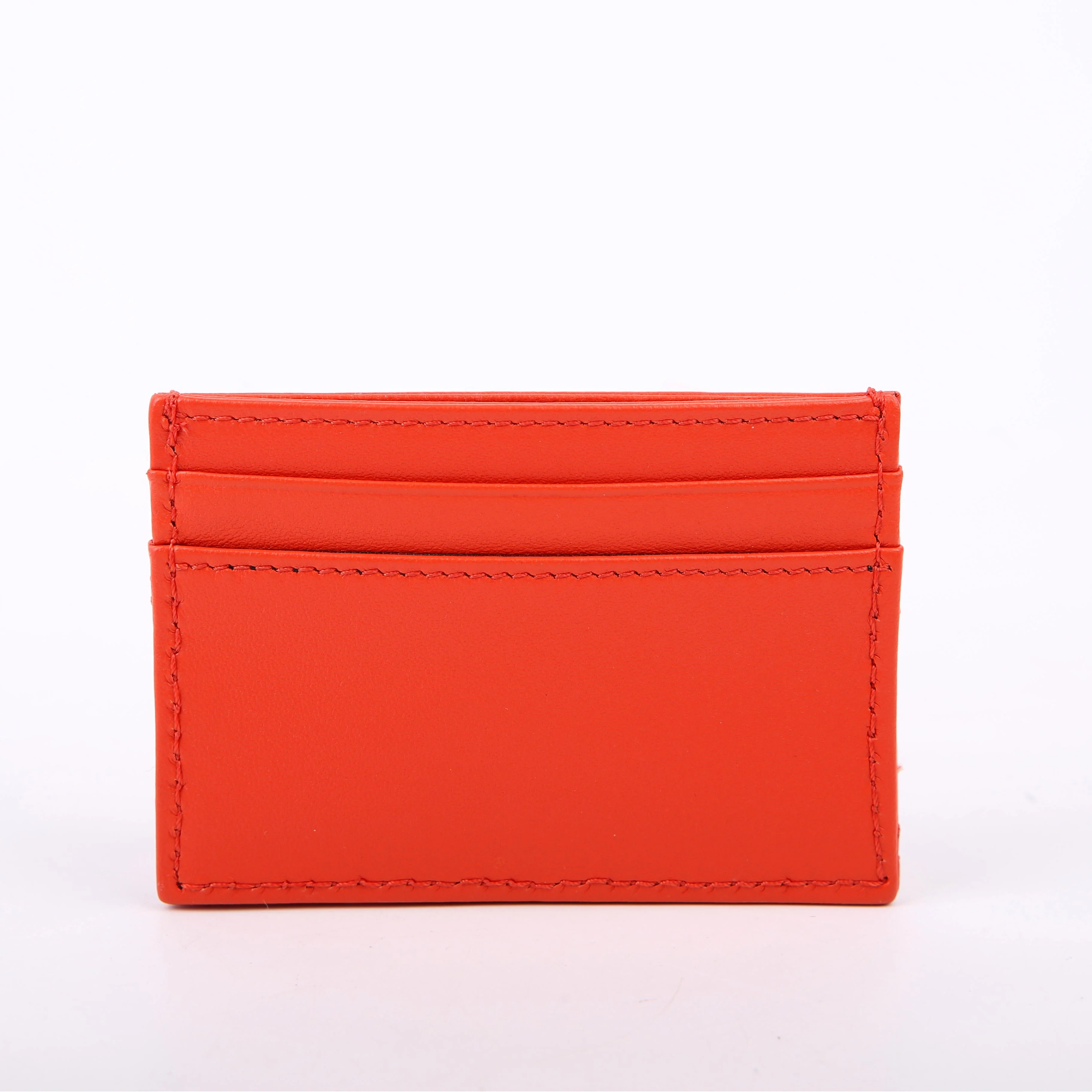 Medusa Biggie Quilted Leather Card Holder Orange - Image 3