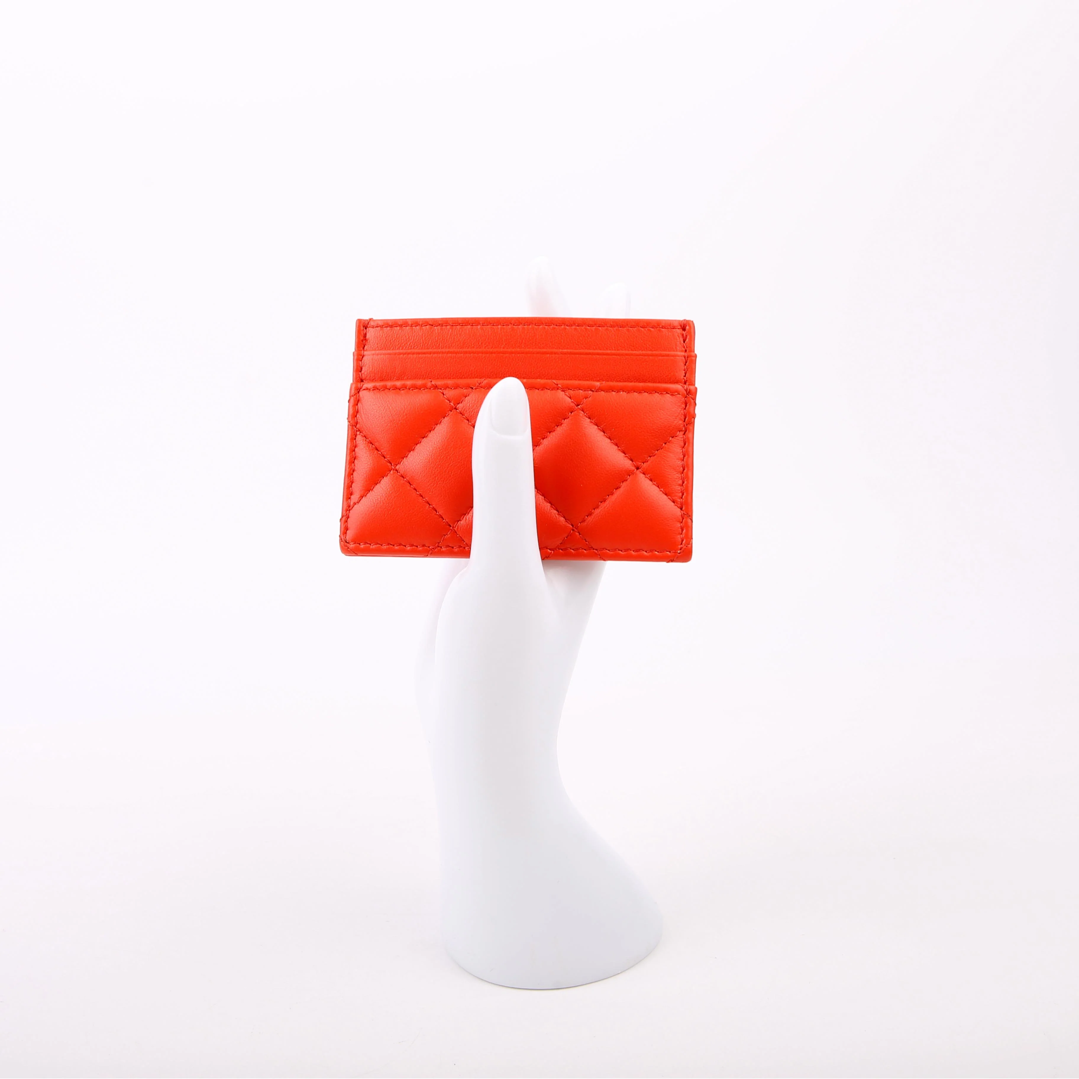 Medusa Biggie Quilted Leather Card Holder Orange - Image 9