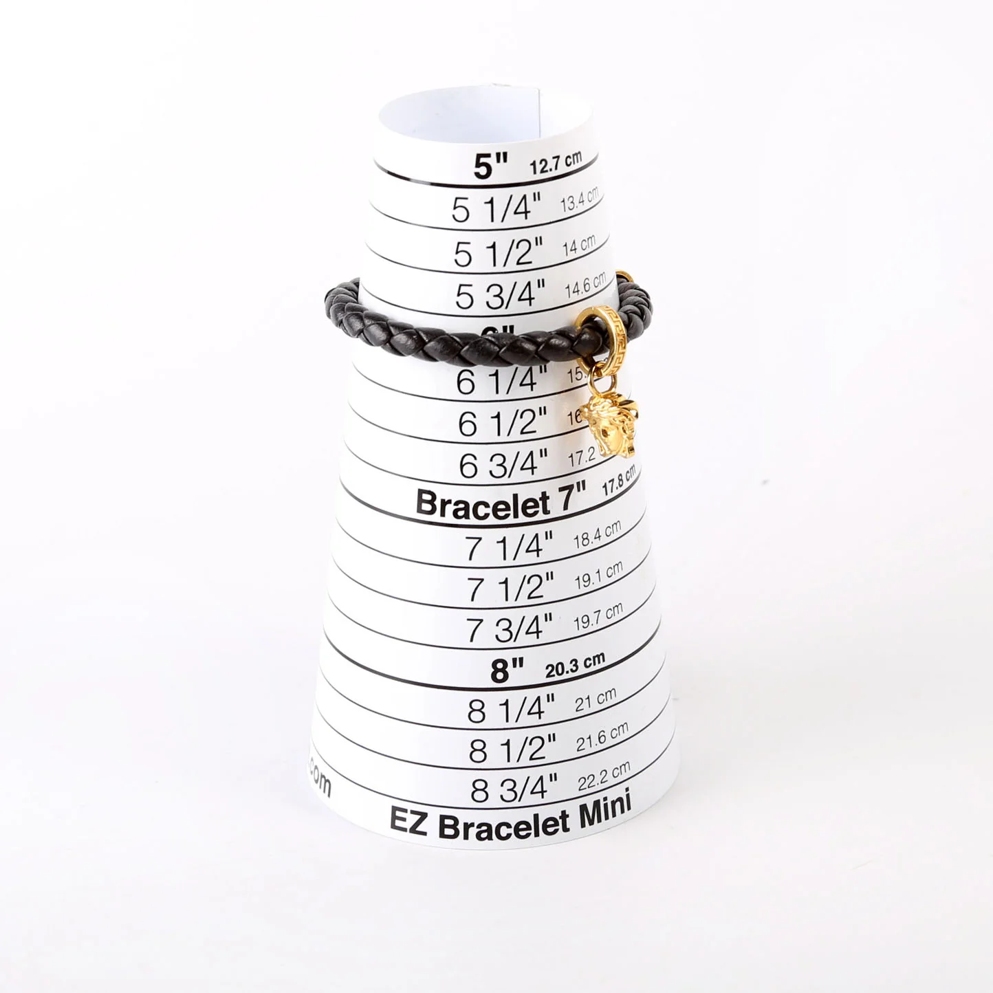 Medusa Braided Leather Bracelet Black/Gold - Image 7