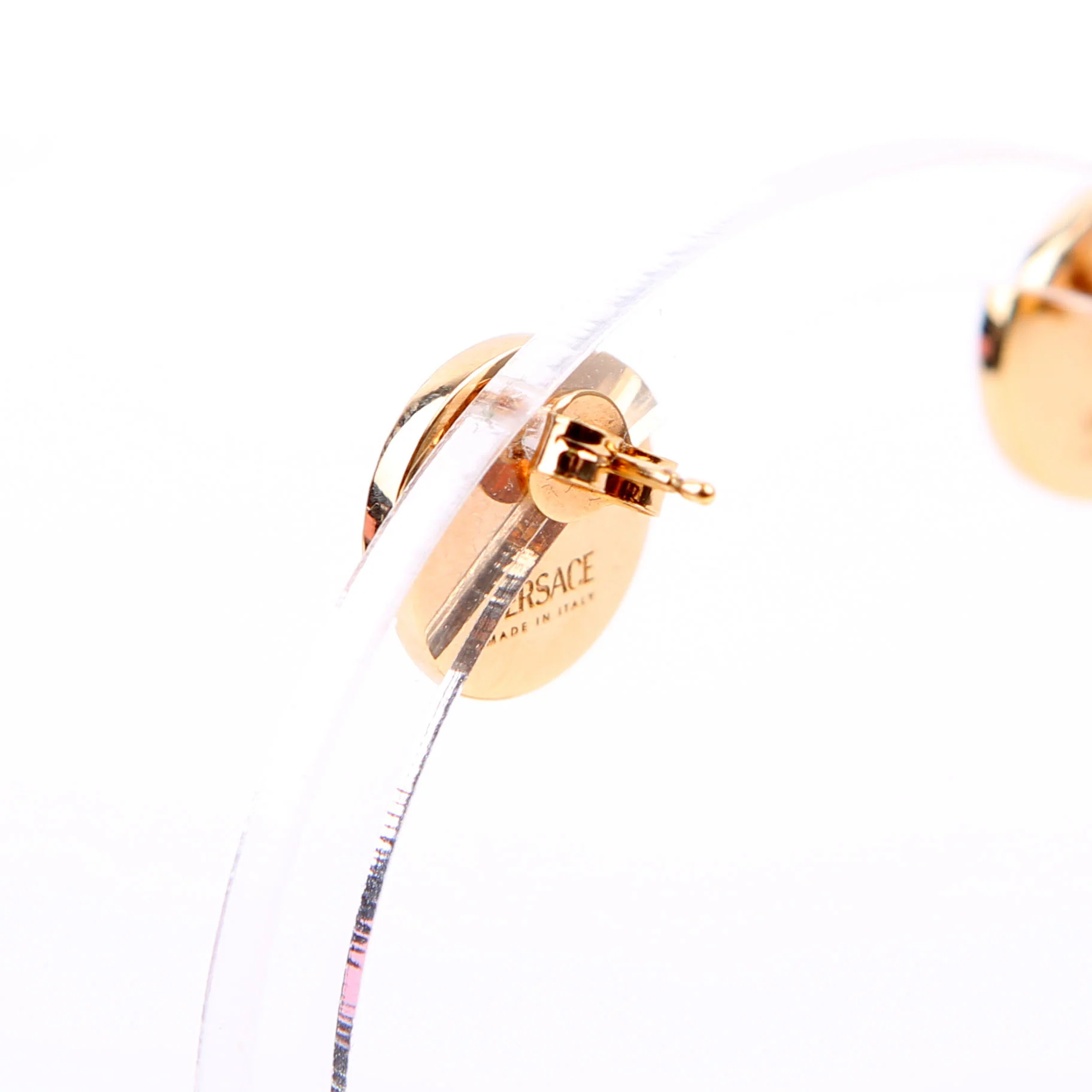 Medusa Crystal Round Stud Earrings Gold/ Pink - Image 4