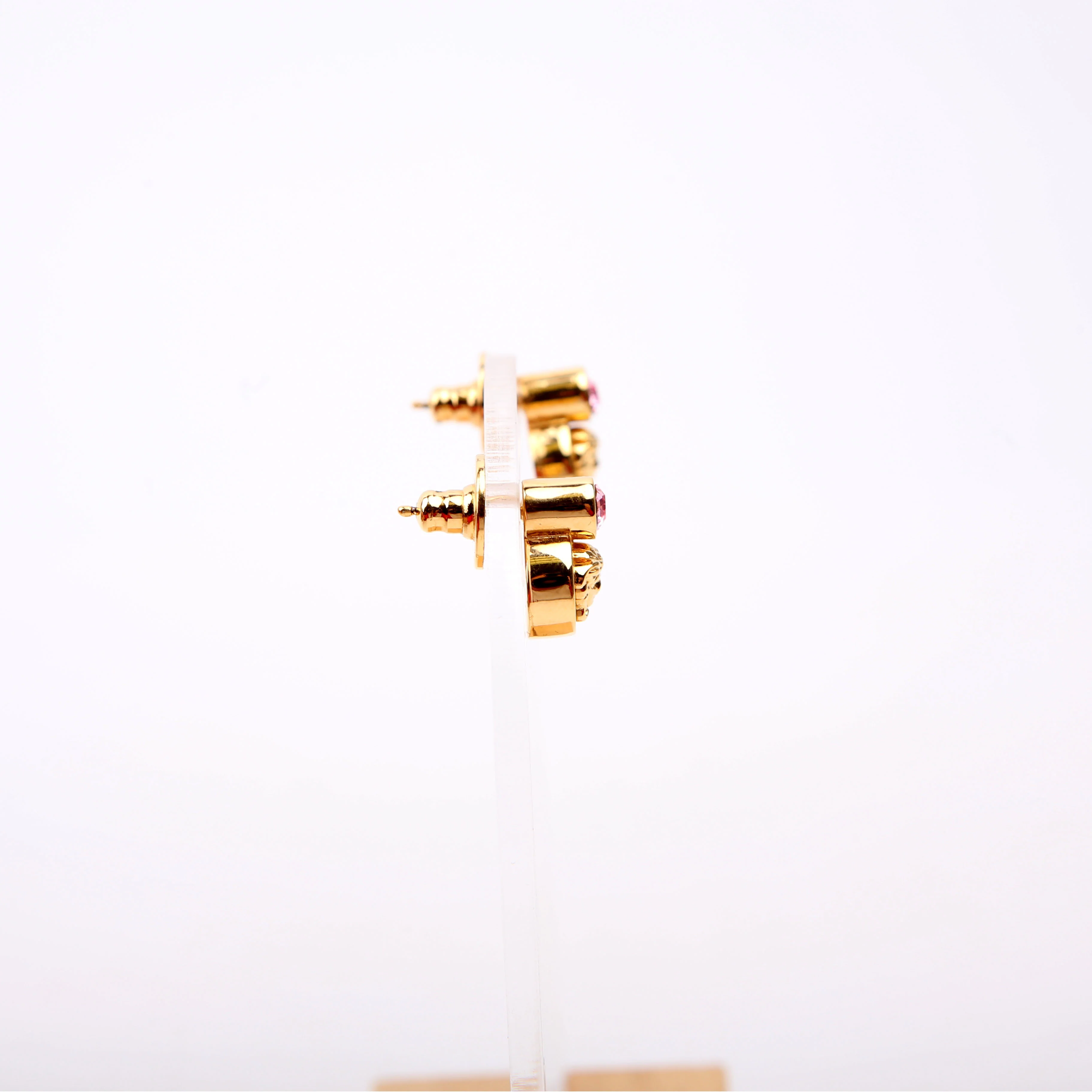 Medusa Crystal Stud Earrings Gold - Image 2