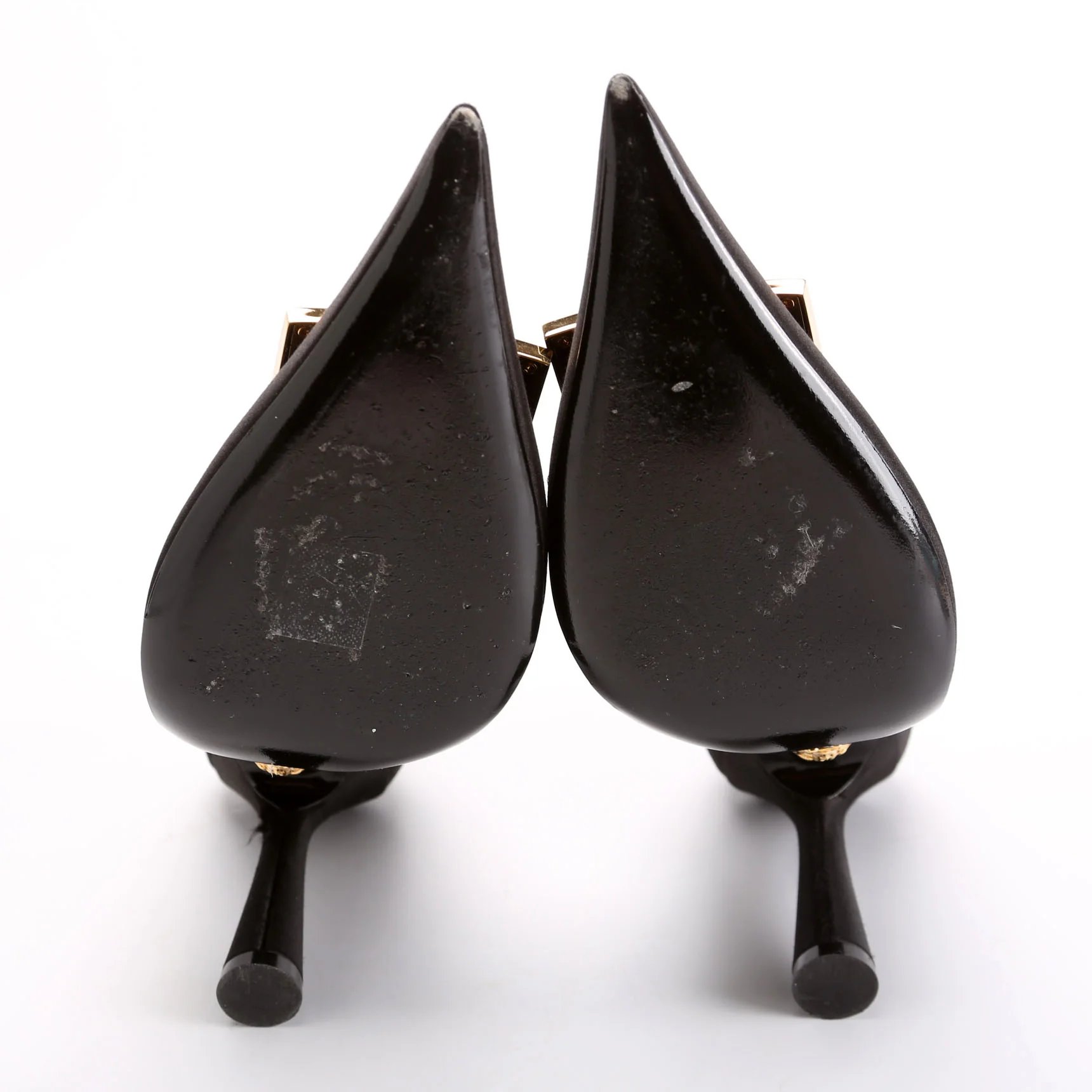 Medusa Plaque Satin Pumps Size 38.5 Black - Image 6