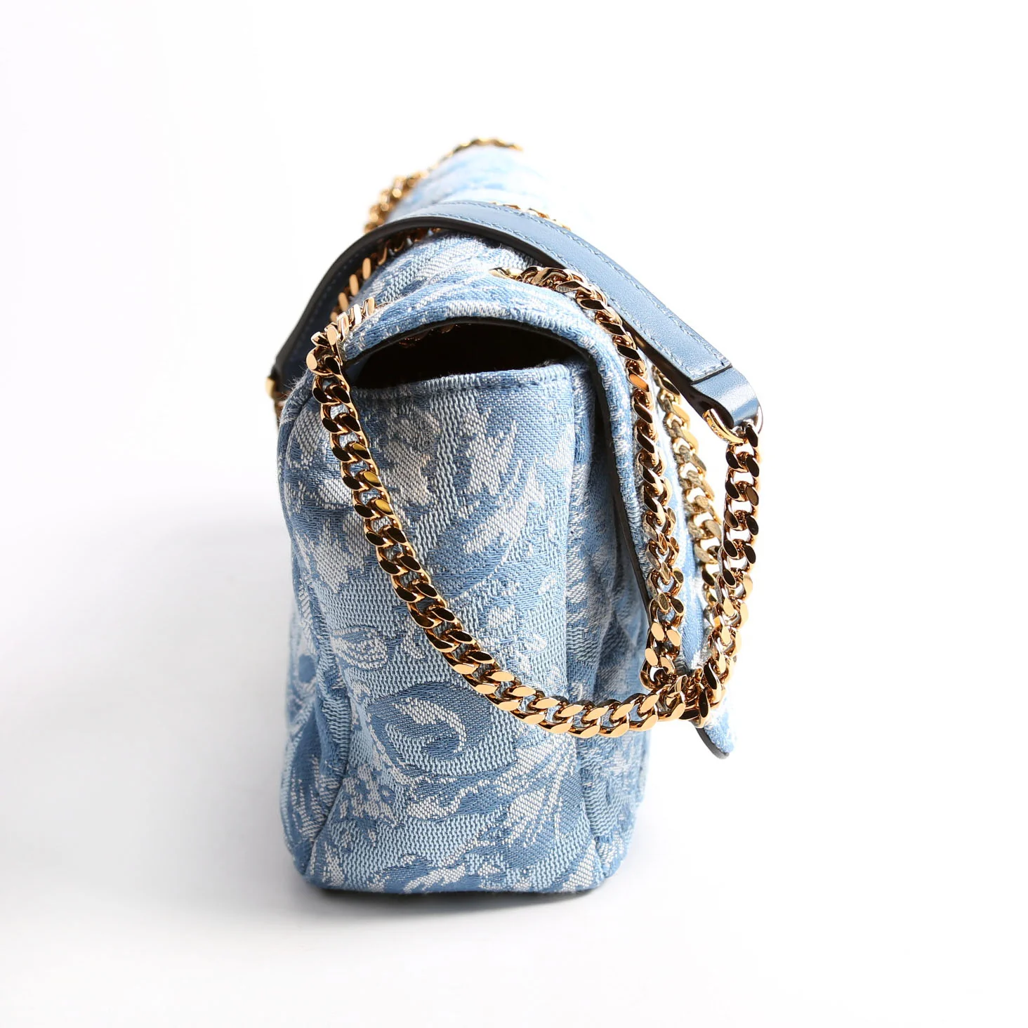 Medusa Quilted Shoulder Bag Blue - Image 3