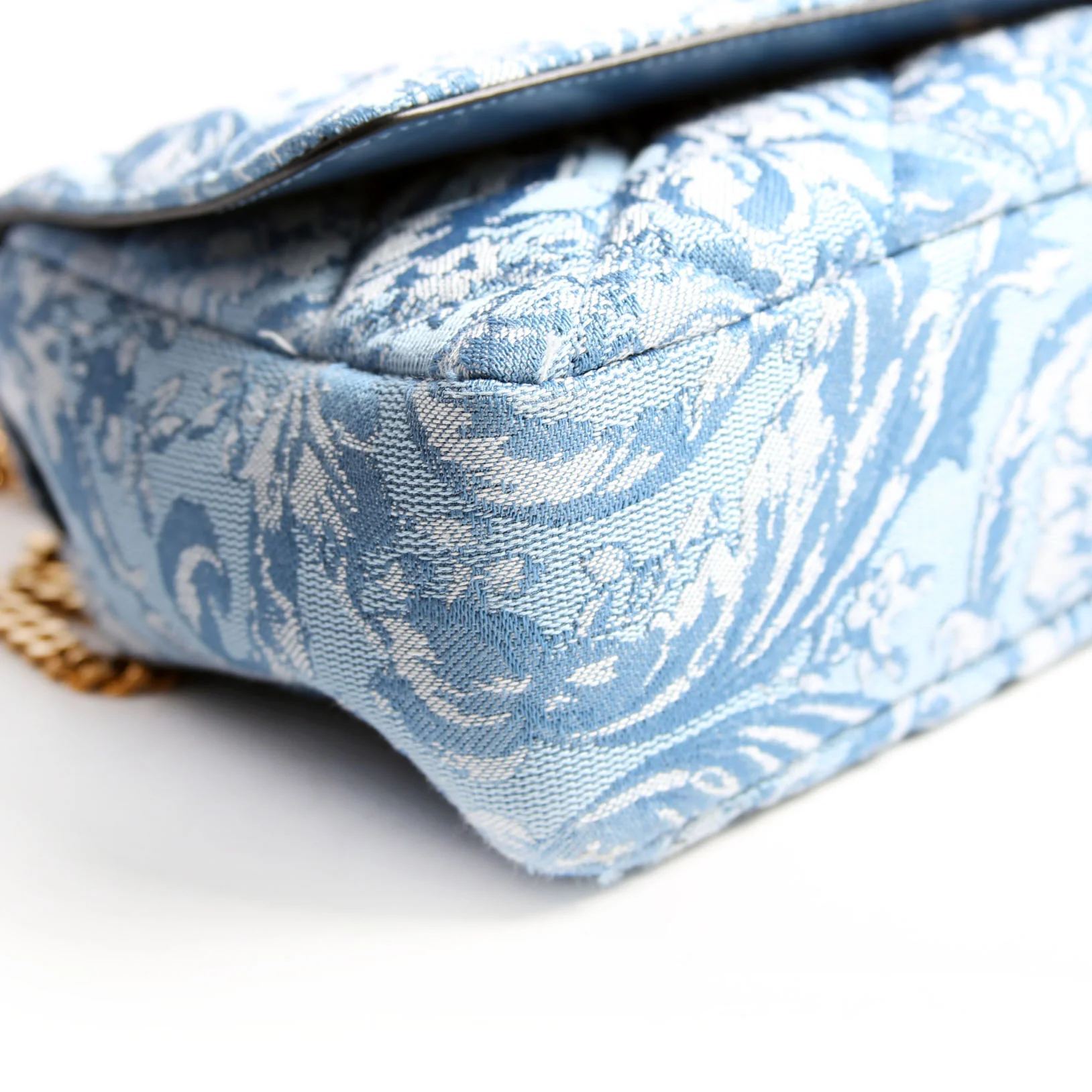 Medusa Quilted Shoulder Bag Blue - Image 6