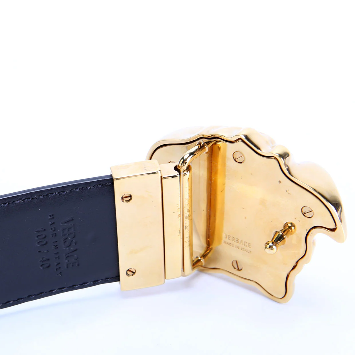 Medusa Reversible Barocco Leather Belt Size 100/40 - Image 6