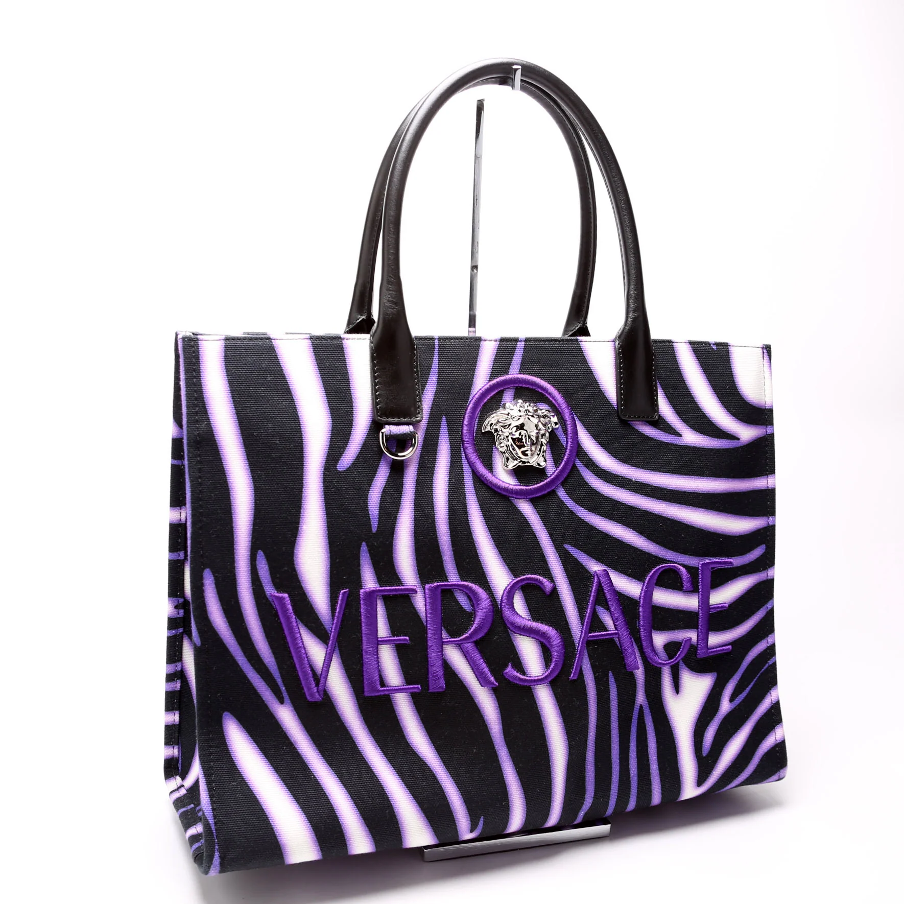 Medusa Zebra Print Box Tote Purple - Image 2