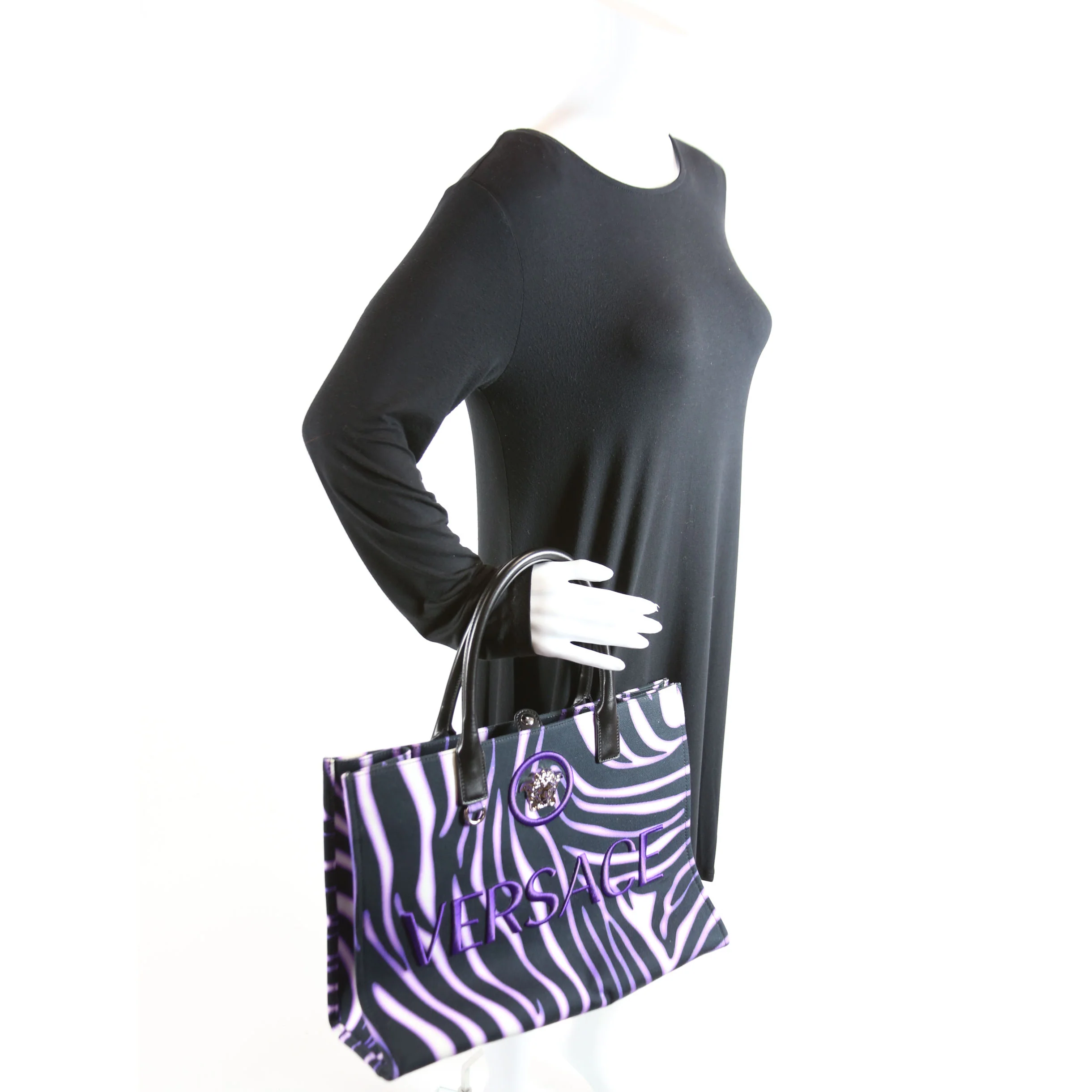 Medusa Zebra Print Box Tote Purple - Image 8