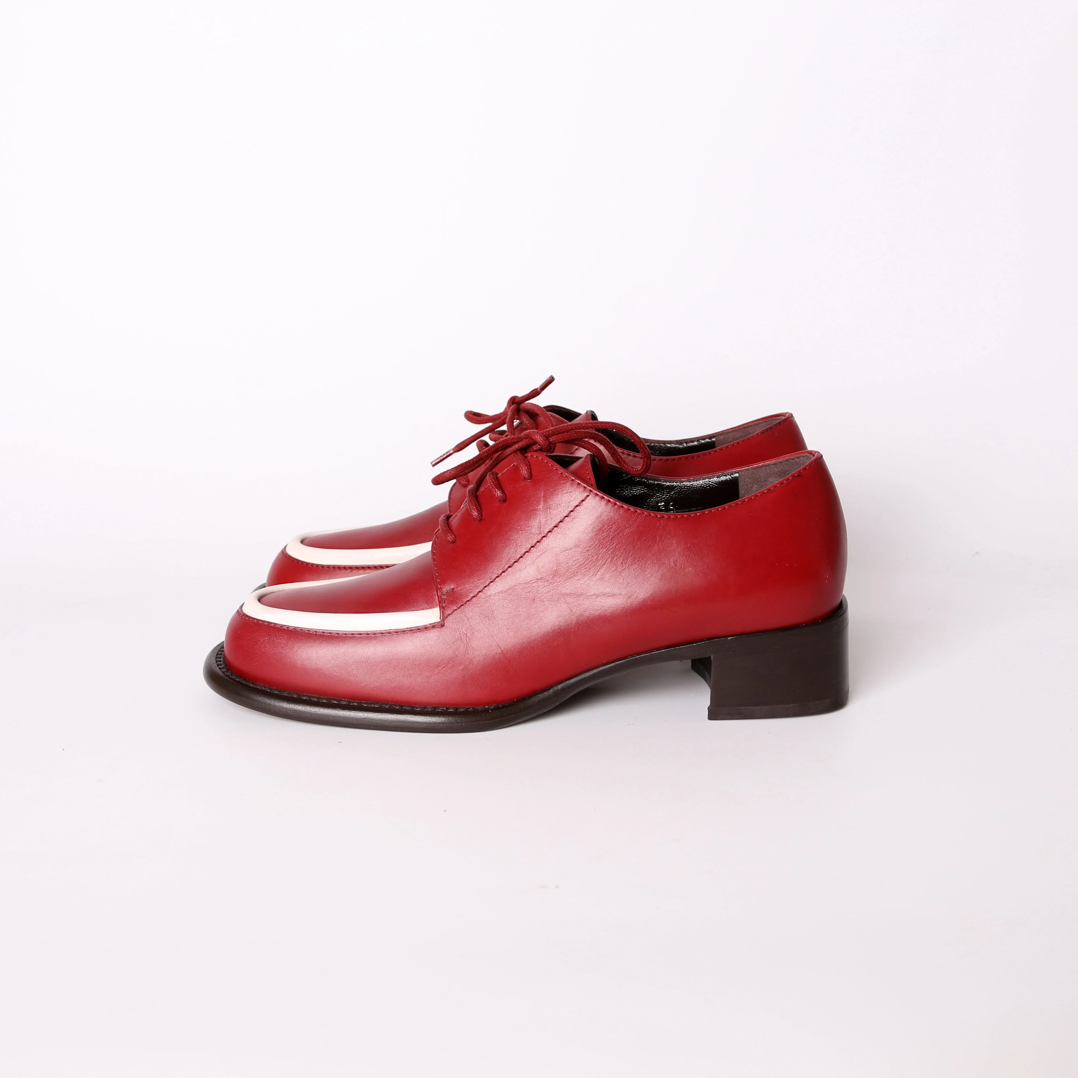 Mid Heel Leather Loafers Size 36 - Image 3