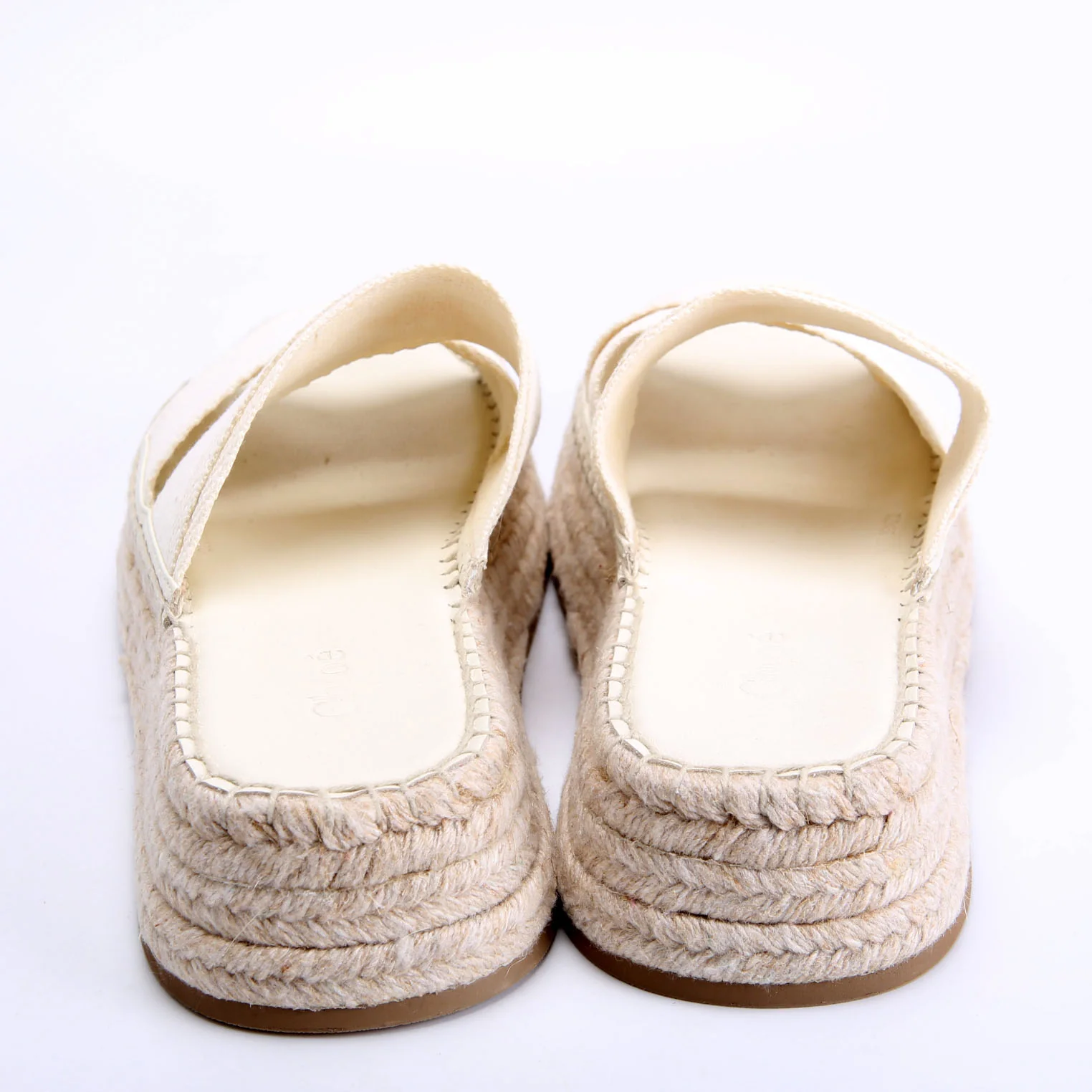 Mila Platform Logo Sandals Size 37 Ivory - Image 4