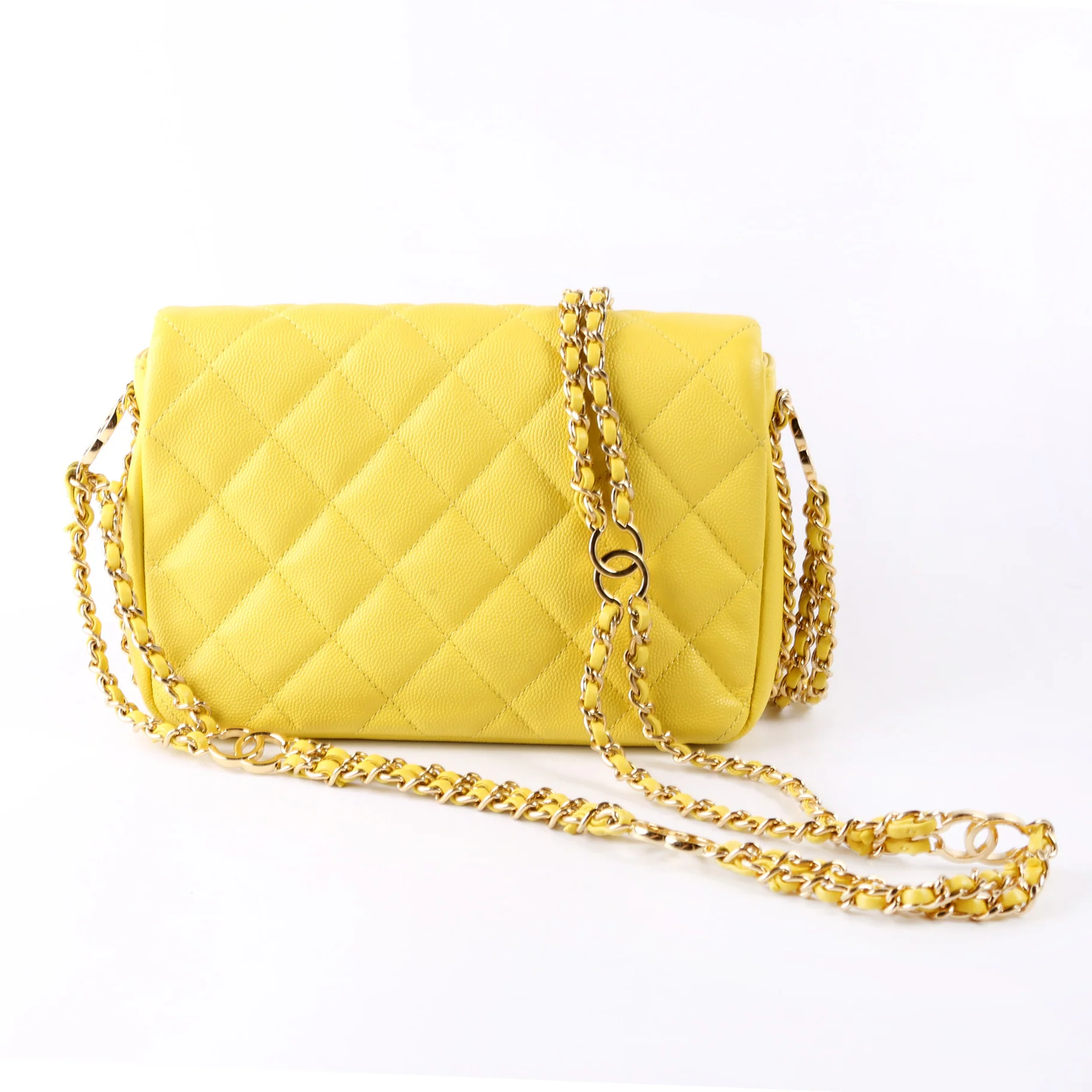 Mini CC You Flap Caviar RFID Yellow - Image 2