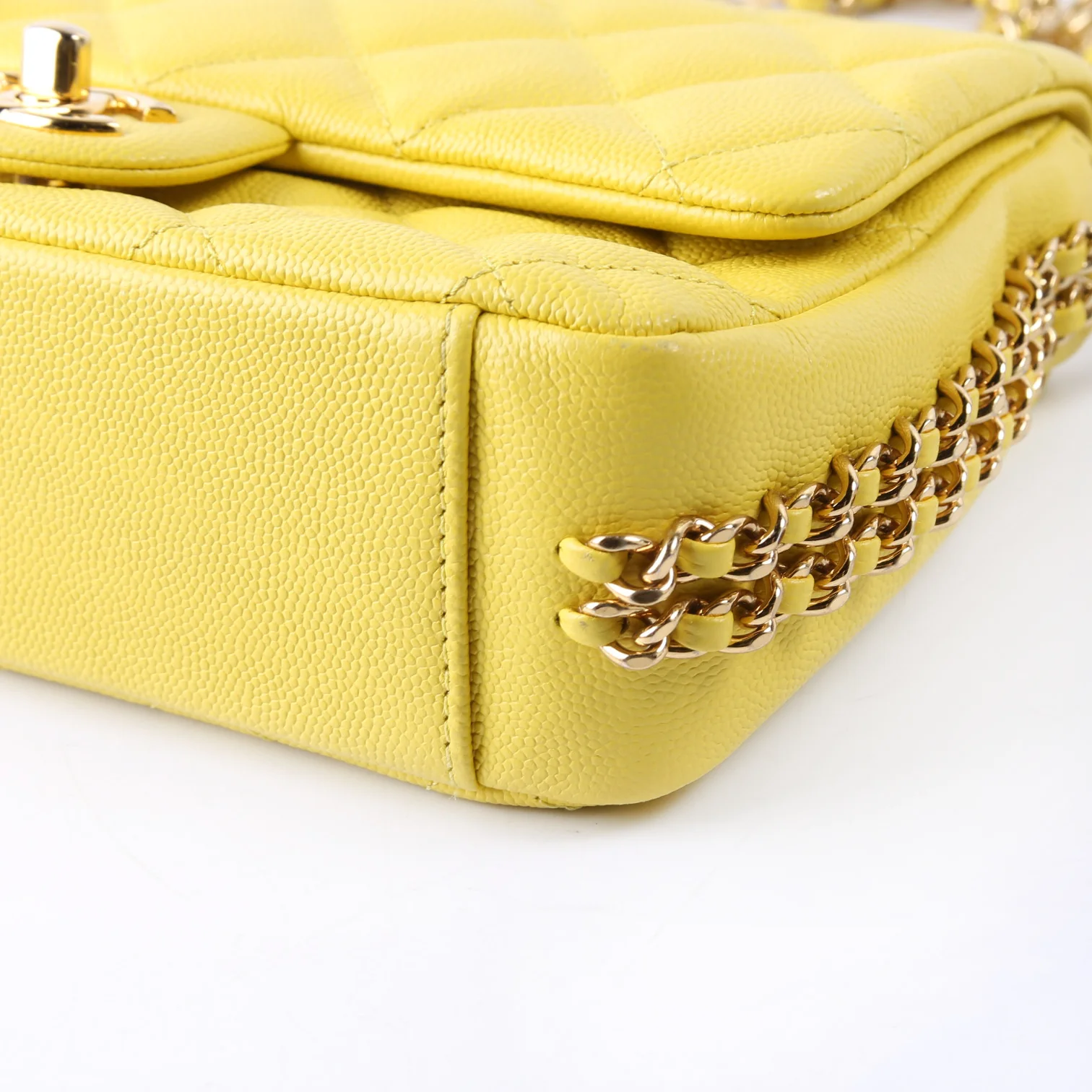 Mini CC You Flap Caviar RFID Yellow - Image 7