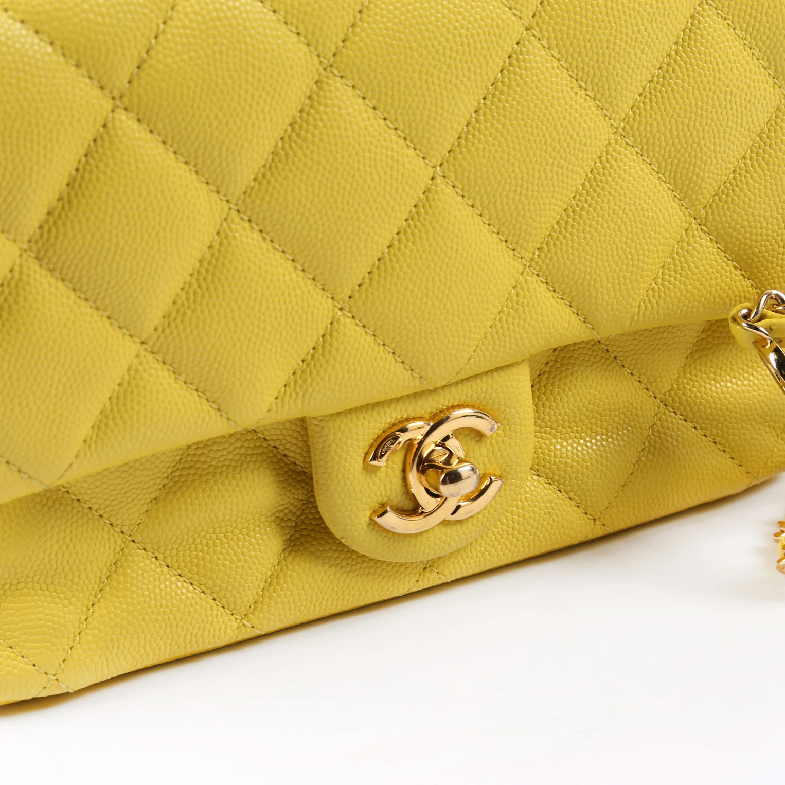 Mini CC You Flap Caviar RFID Yellow - Image 8