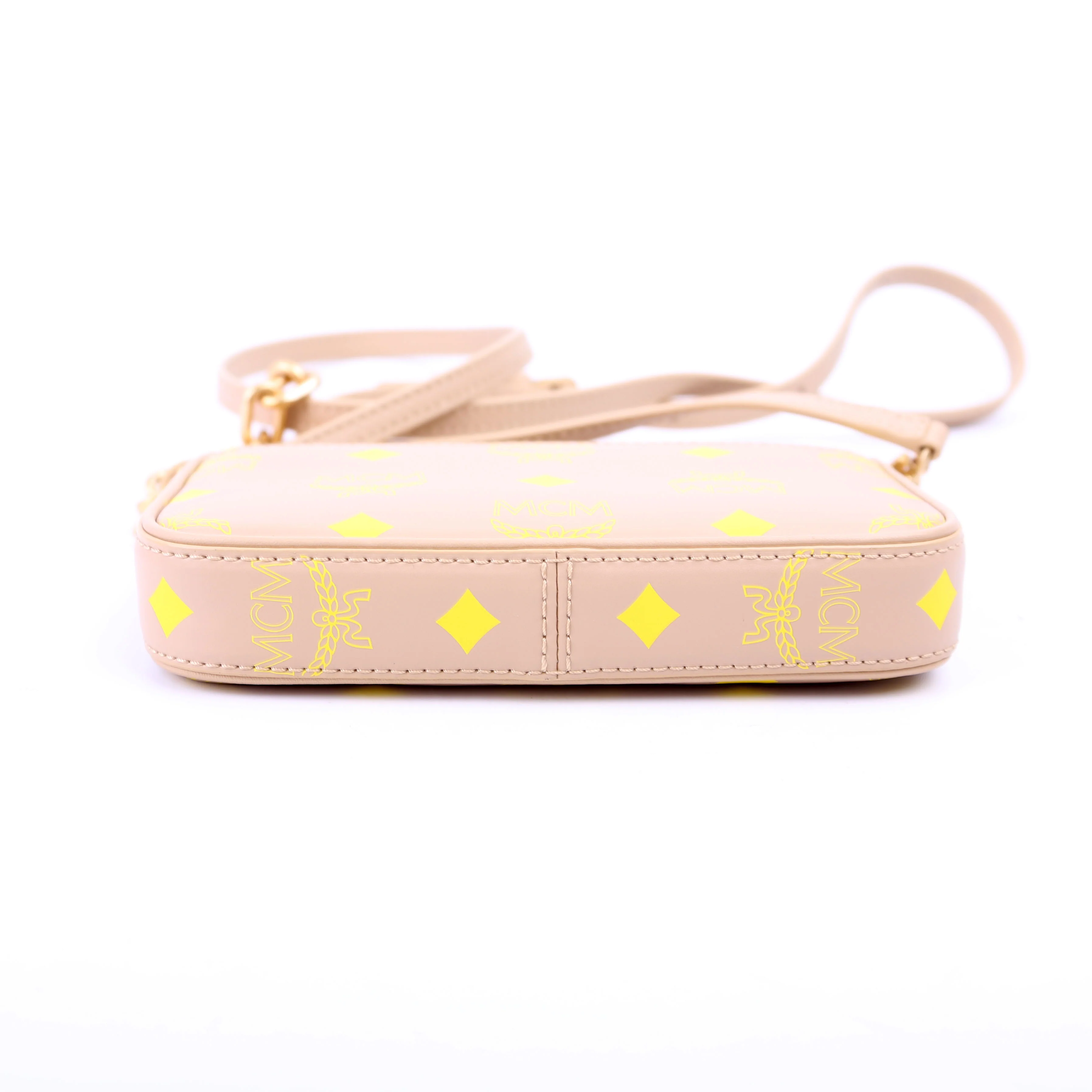 Mini Color Splash Pouch On Chain Beige/Yellow - Image 4