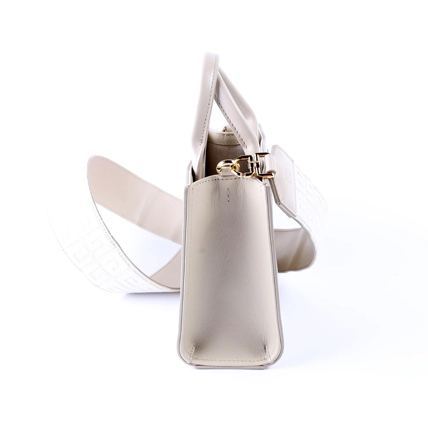 Mini G-Tote Shopping Tote Crinkle Leather Beige - Image 3