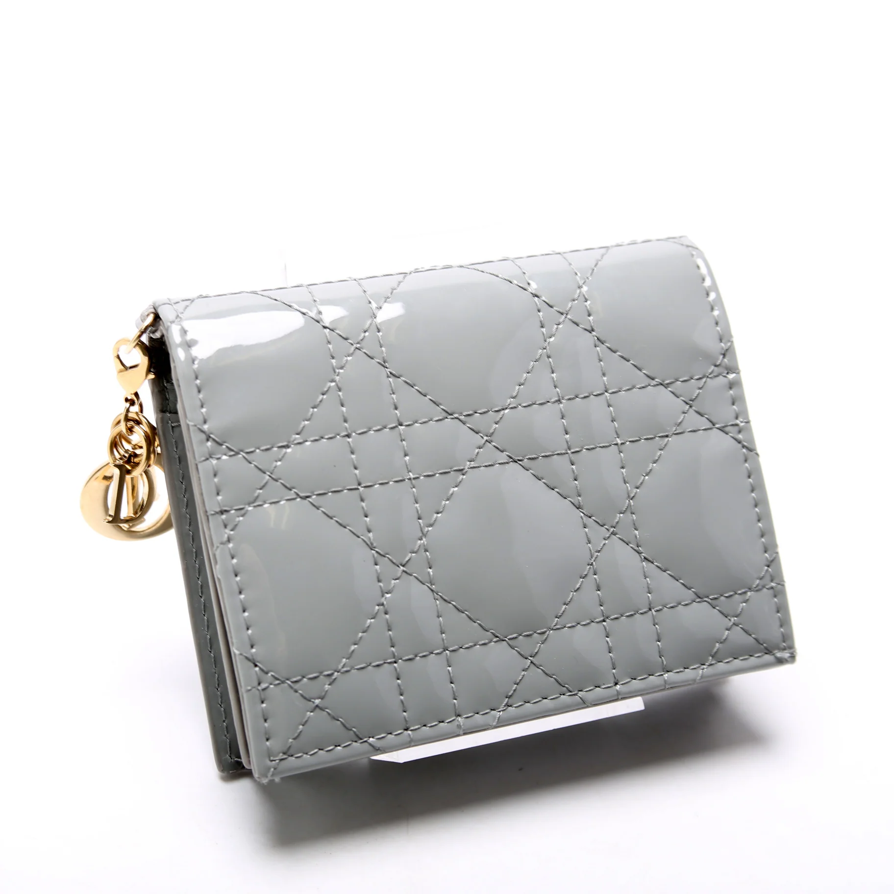 Mini Lady Gardenia Patent Wallet Grey - Image 2
