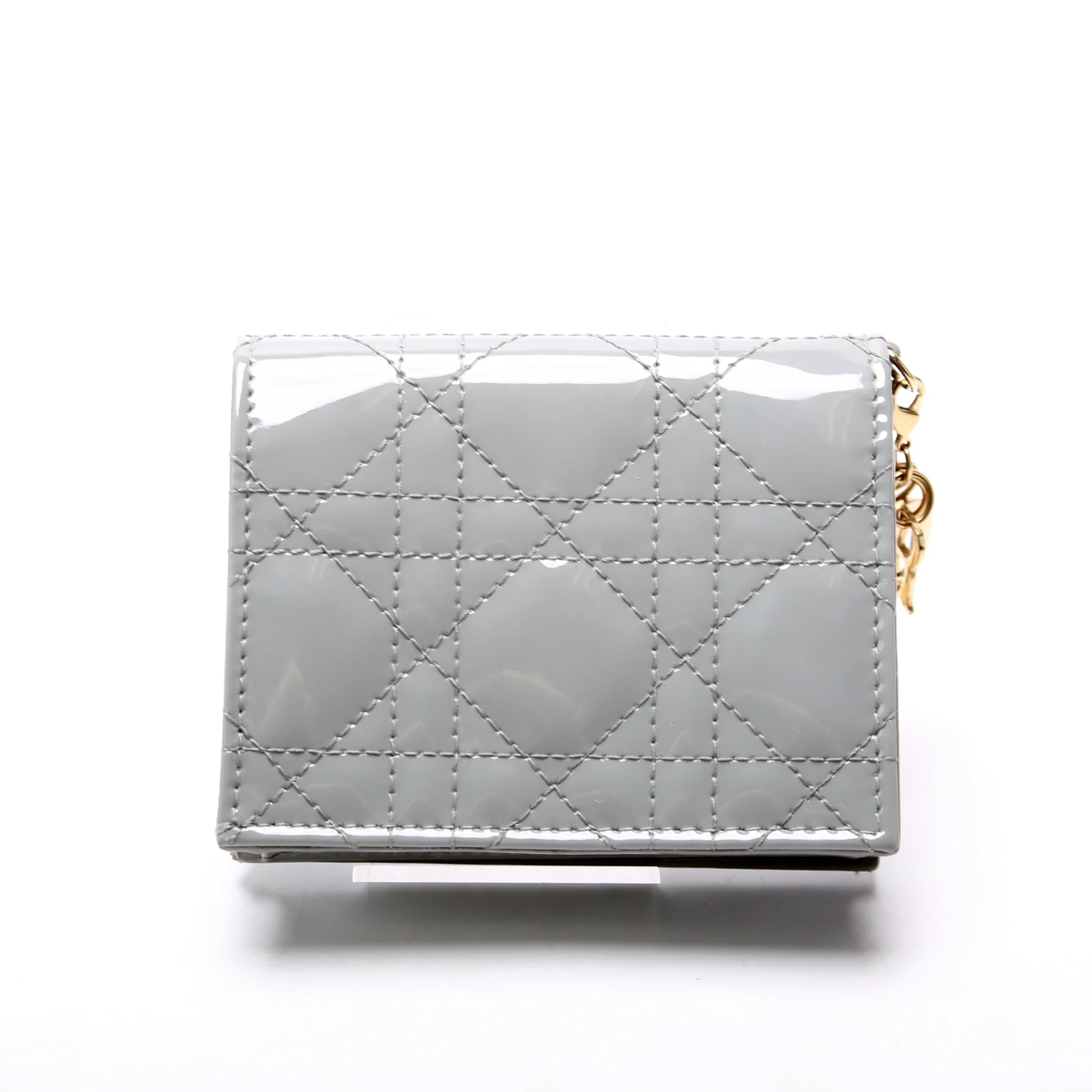 Mini Lady Gardenia Patent Wallet Grey - Image 3